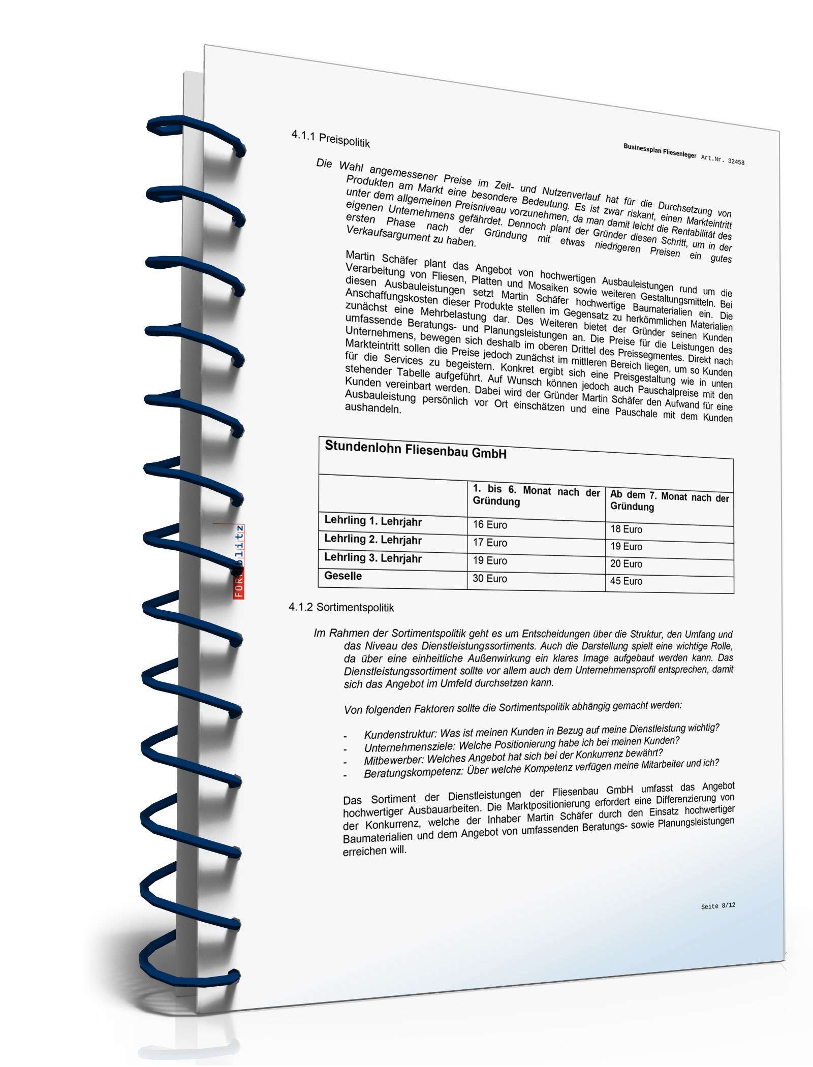 Businessplan Fliesenleger Excel. Seite: 14
