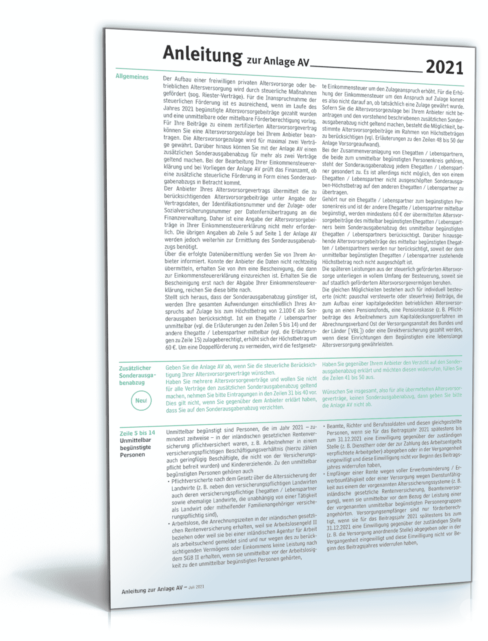 Anleitung Anlage AV 2021 PDF