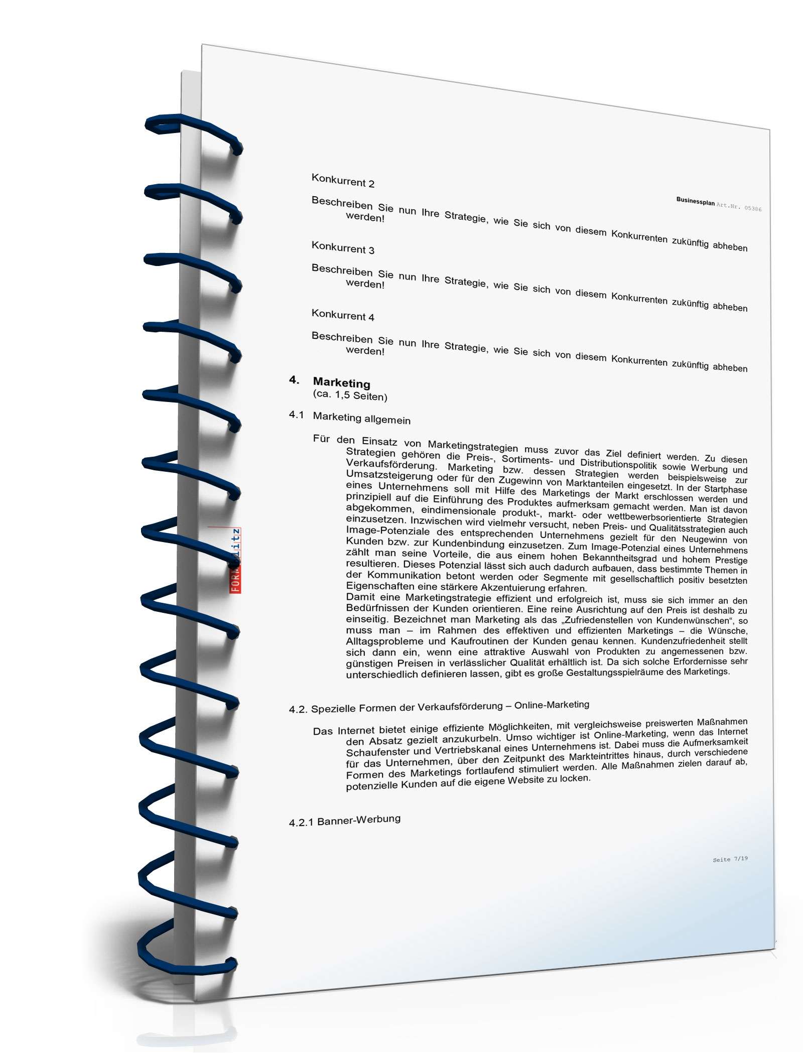 Businessplan Online-Shop Excel. Seite: 5