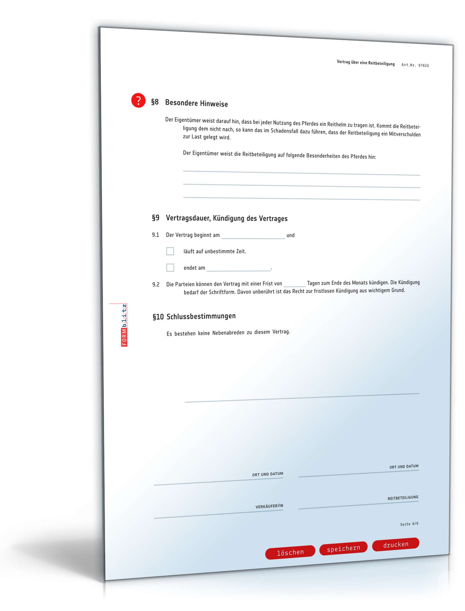 Vertrag Reitbeteiligung PDF. Seite: 6