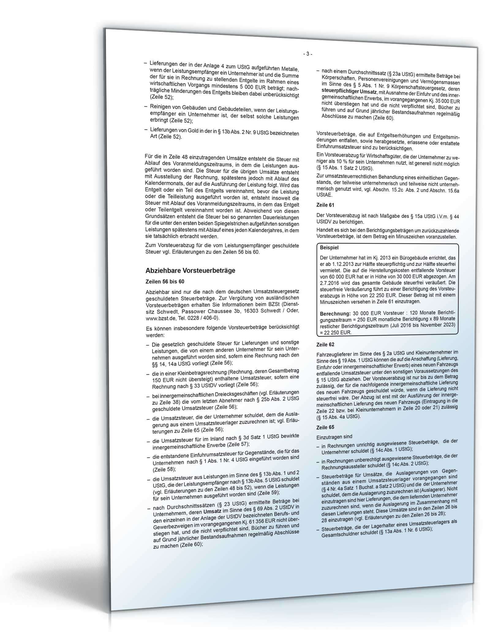 Anleitung zur Umsatzsteuervoranmeldung 2016 PDF. Seite: 3