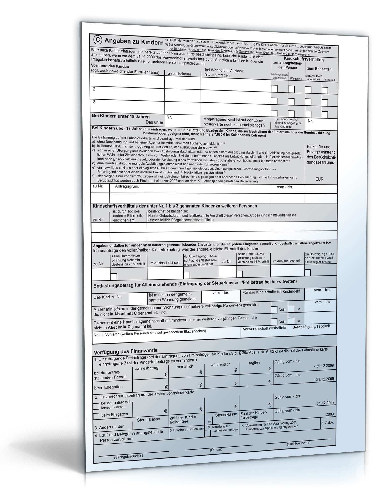 Vereinfachter Antrag auf Lohnsteuerermäßigung 2009 PDF. Seite: 2