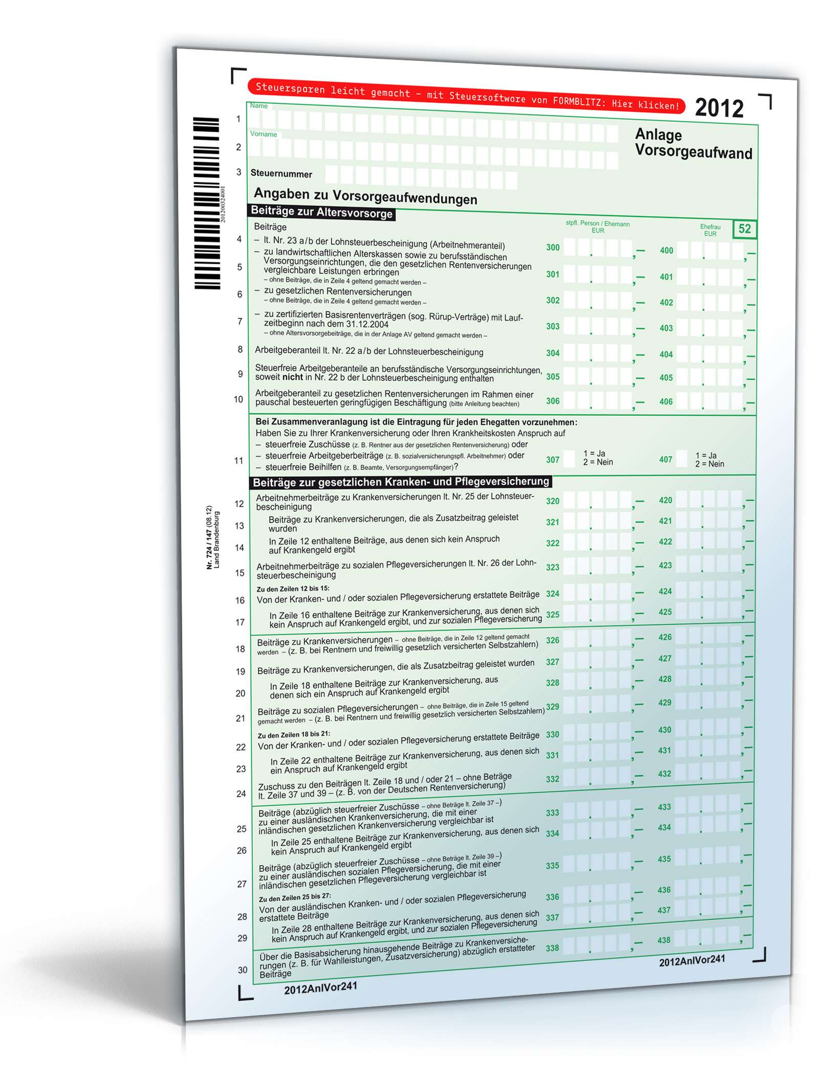 Anlage Vorsorgeaufwand 2012 PDF