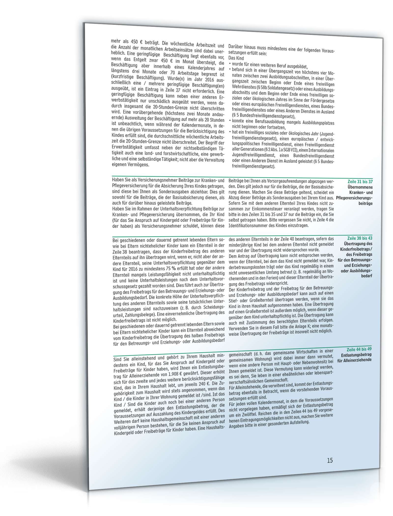 Anleitung zur Einkommensteuererklärung 2016 PDF. Seite: 15