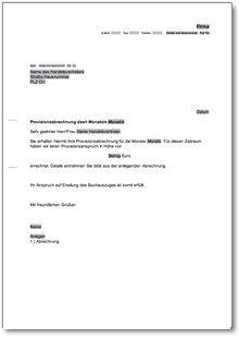 Mitteilung Provisionsabrechnung Word
