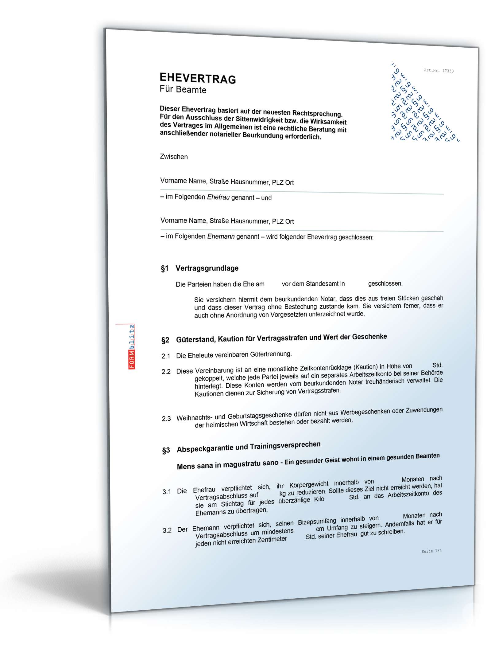 Ehevertrag Beamte Fun-Vertrag Word