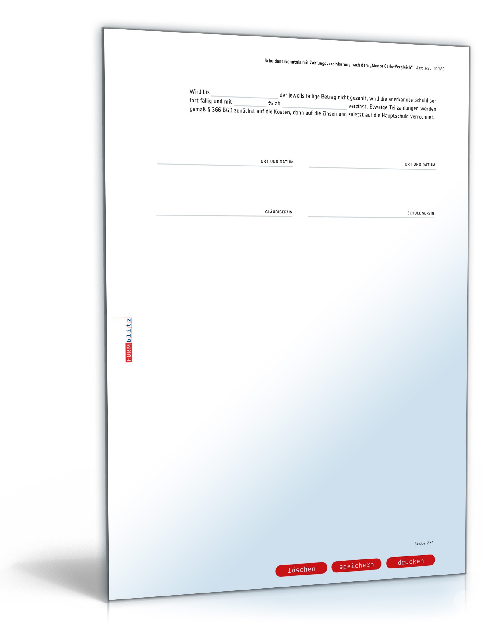 Schuldanerkenntnis mit Zahlungsvereinbarung  PDF. Seite: 2