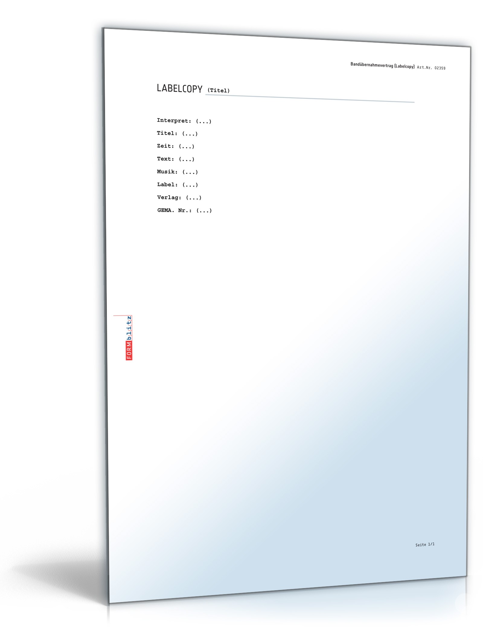 Bandübernahmevertrag mit Labelcopy PDF. Seite: 7