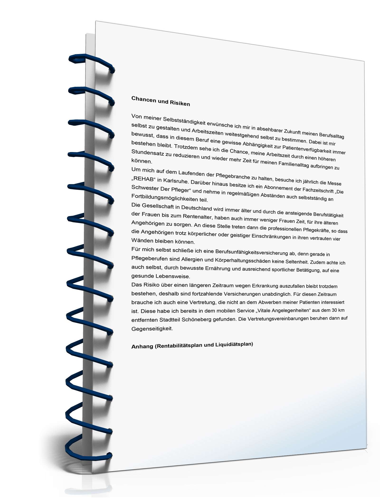 Businessplan mobile Pflege  Excel. Seite: 4