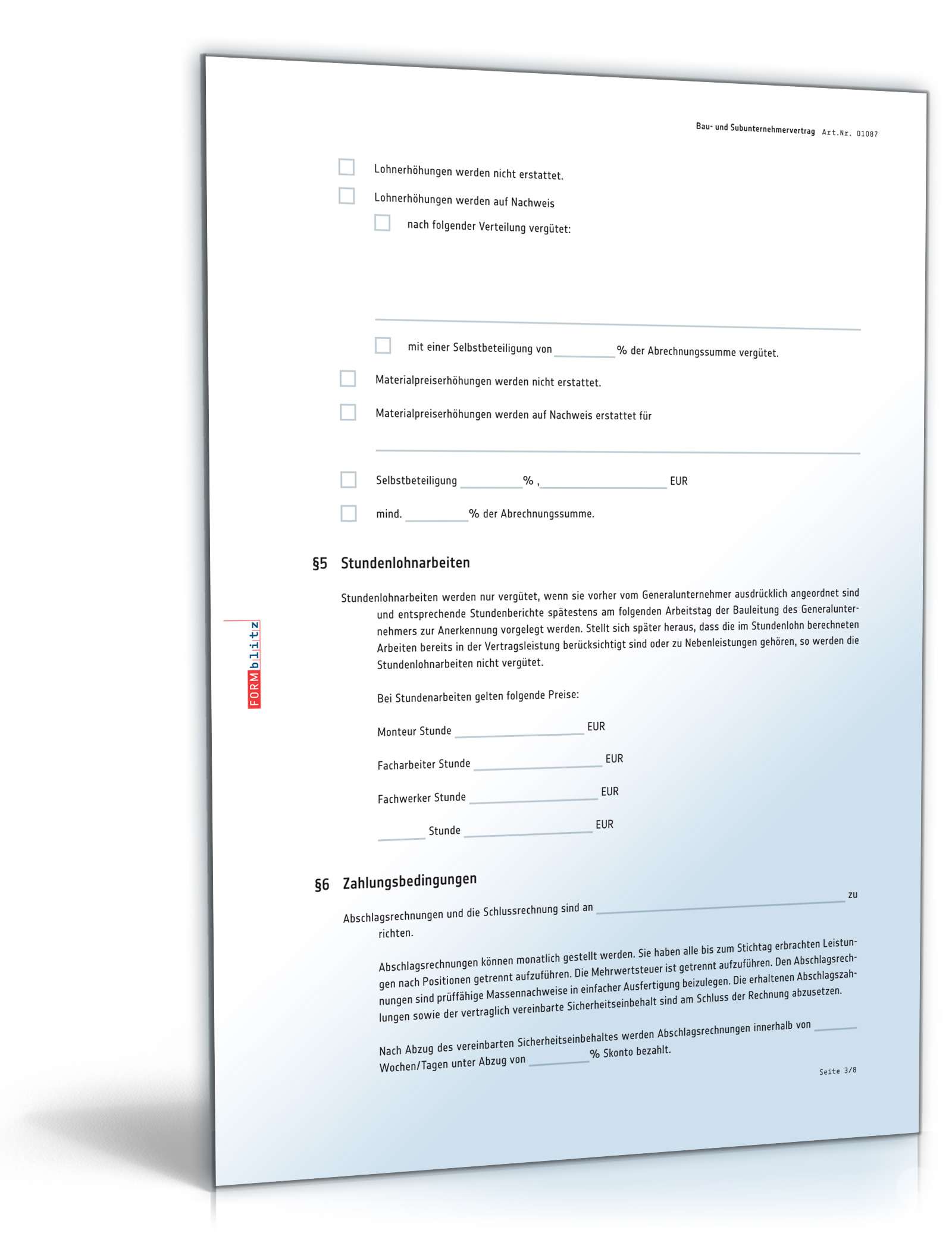 Subunternehmervertrag Bau PDF. Seite: 3