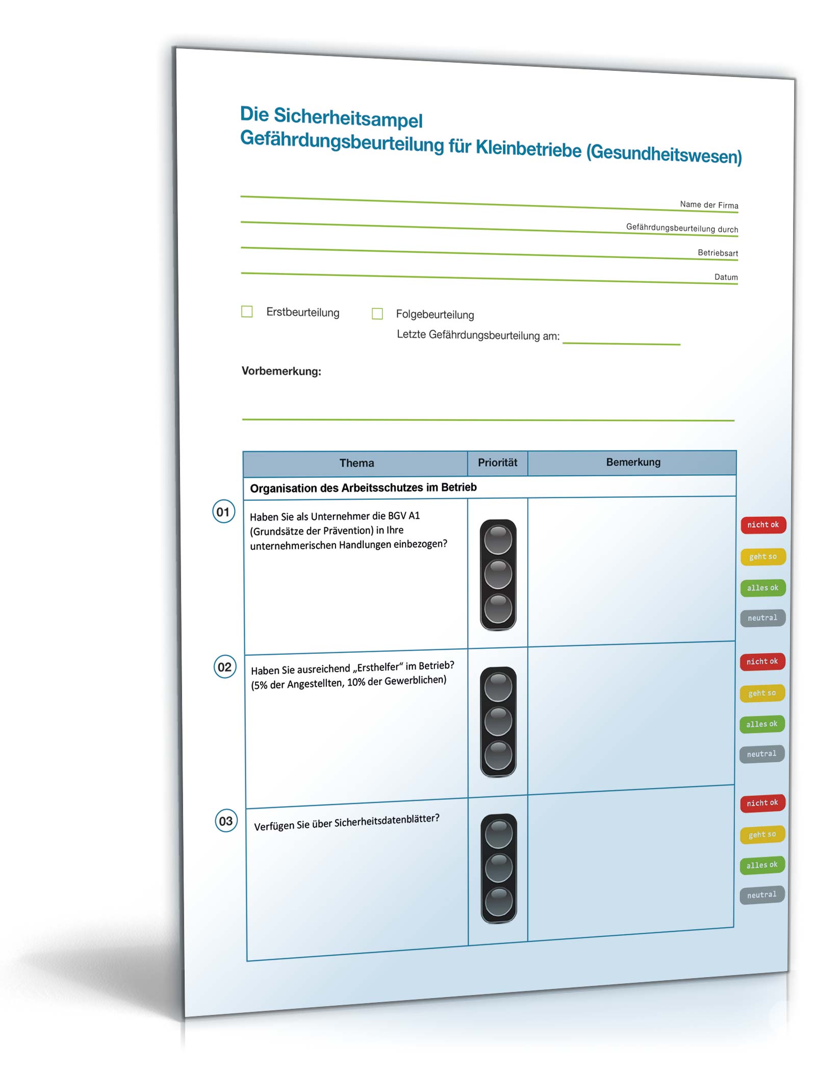 Gefährdungsbeurteilung Kleinbetriebe Gesundheitswesen PDF