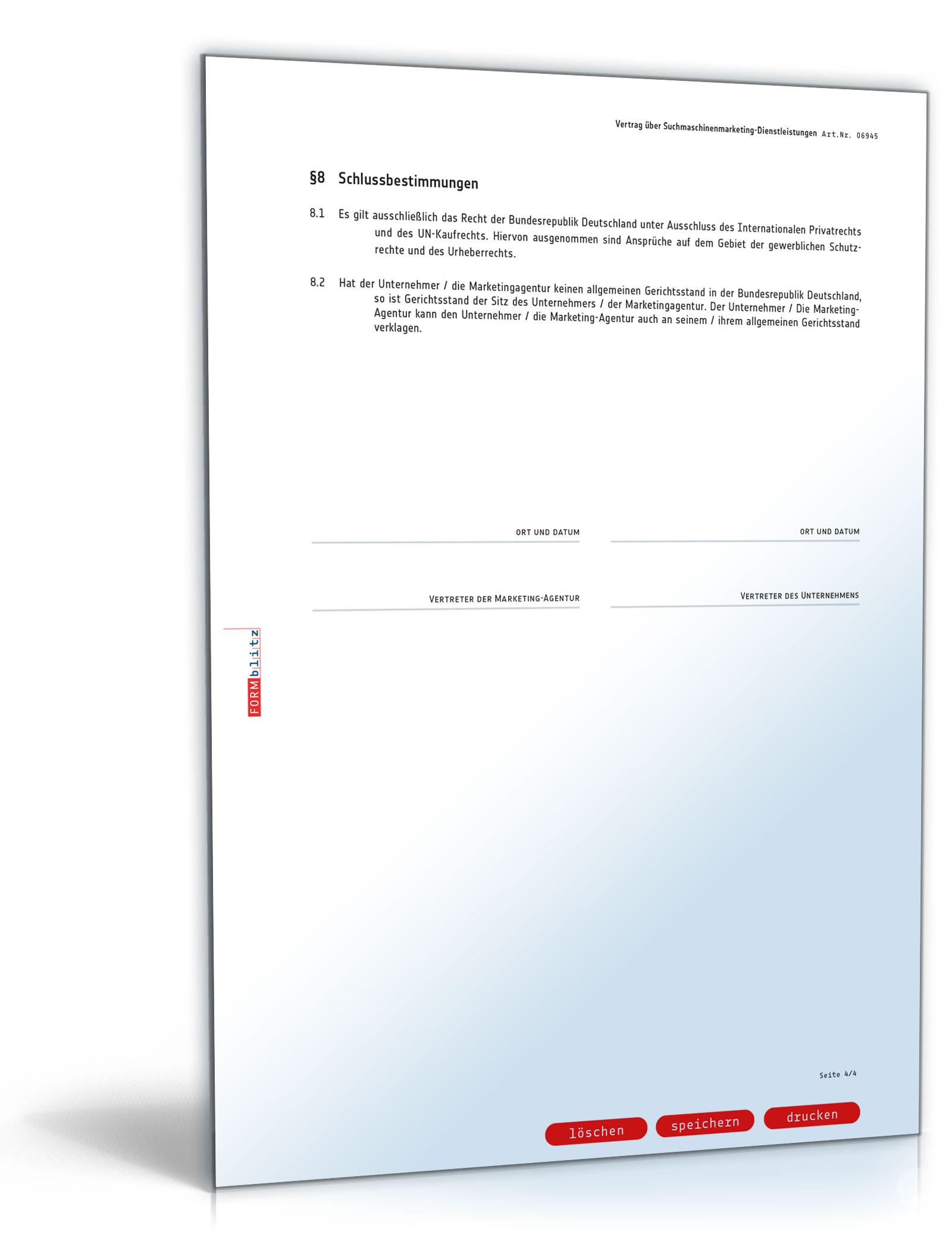 Vertrag Suchmaschinenmarketing PDF. Seite: 4