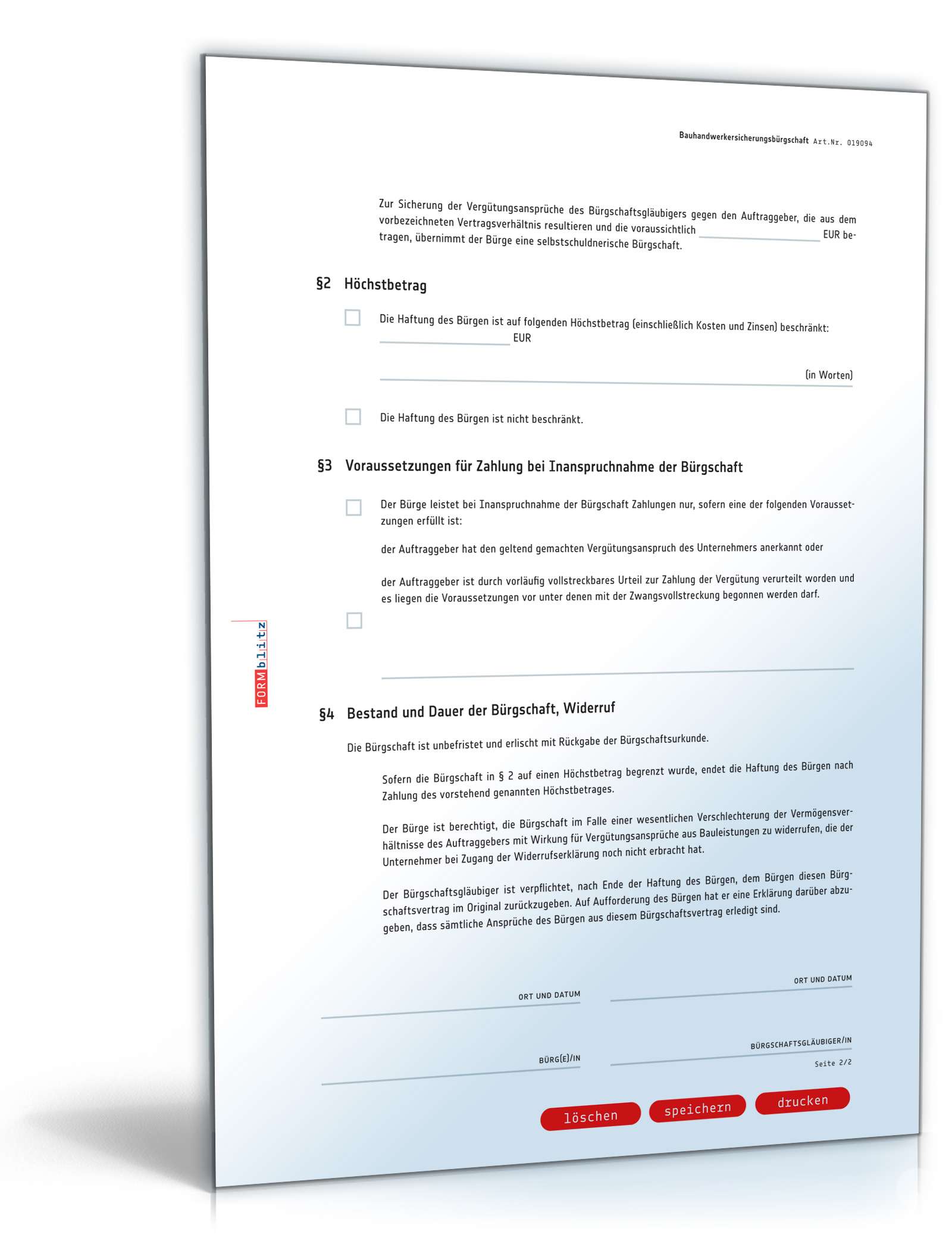 Bauhandwerkersicherungsbürgschaft PDF. Seite: 2