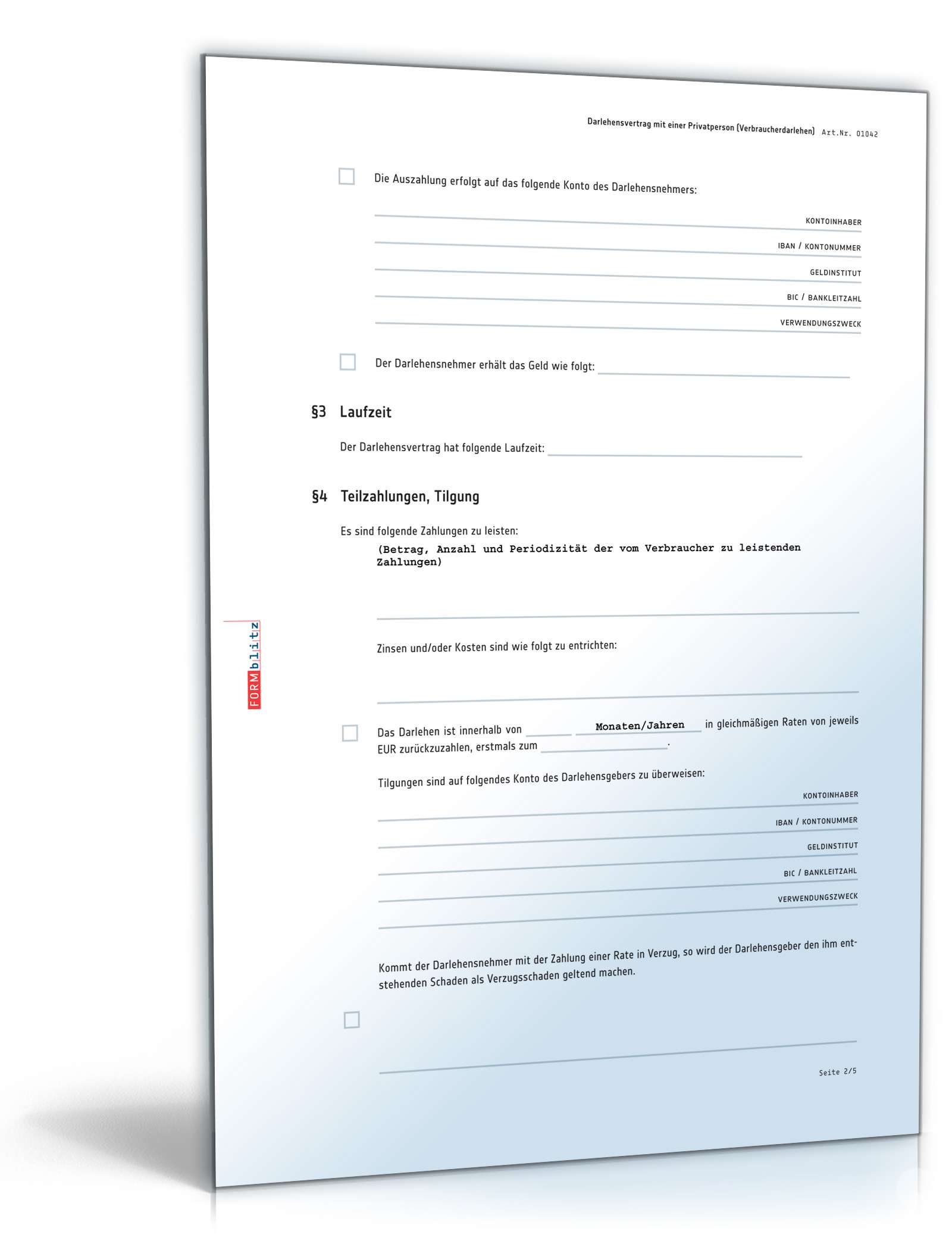 Darlehensvertrag zwischen Unternehmer und Privatperson PDF. Seite: 2