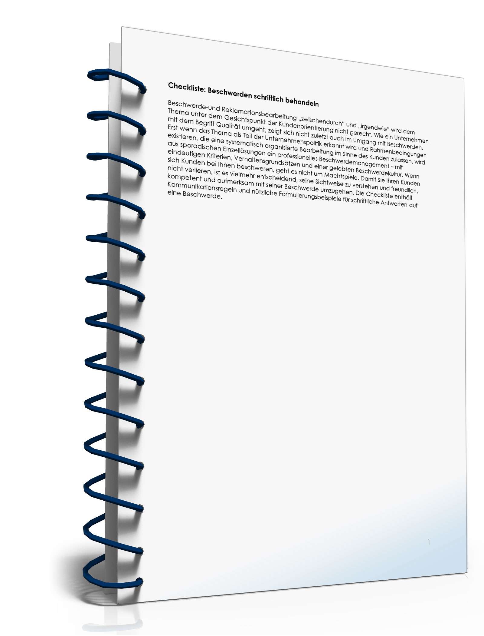 Checkliste Schriftliche Beschwerden PDF