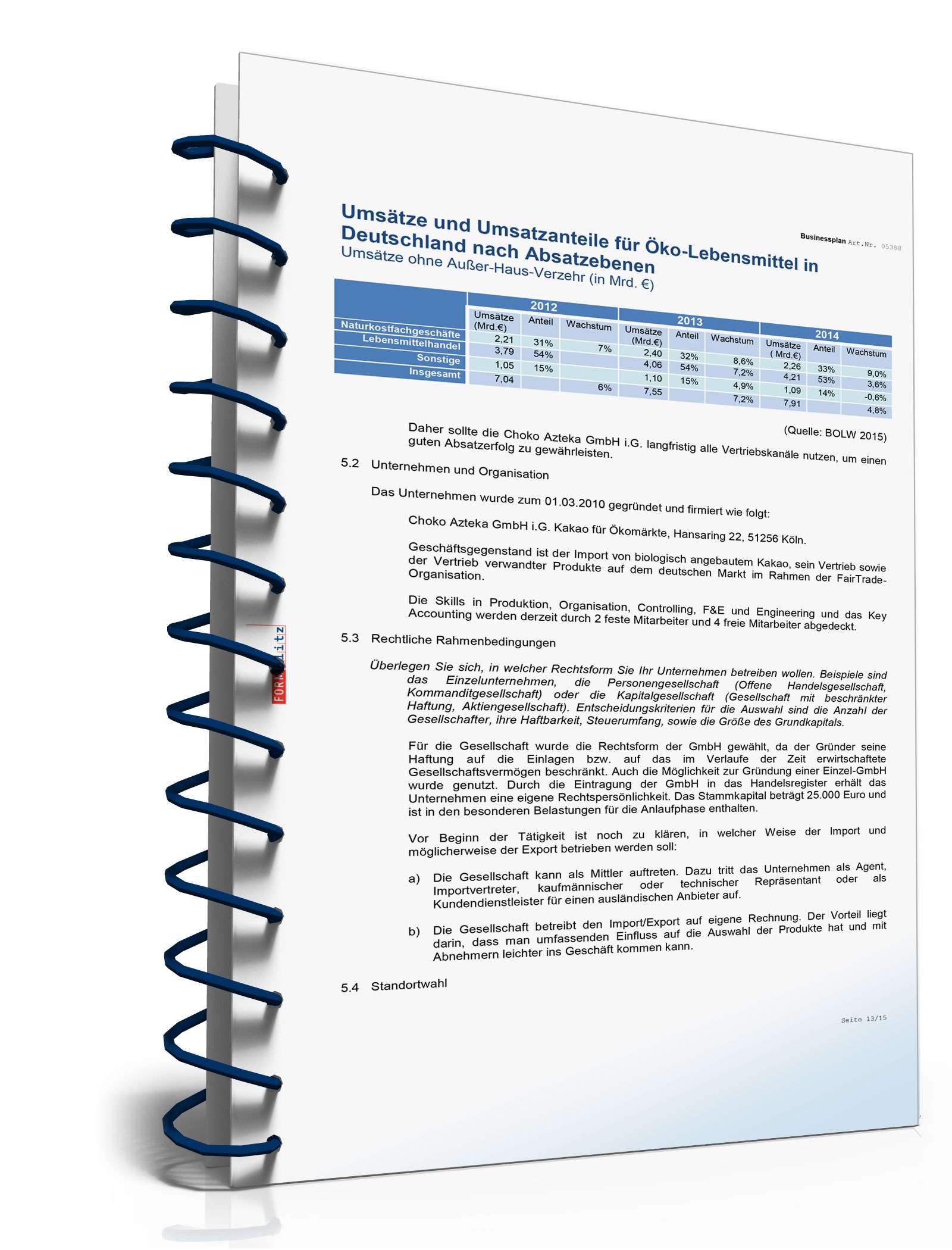 Businessplan Im- und Exportunternehmen Excel. Seite: 12