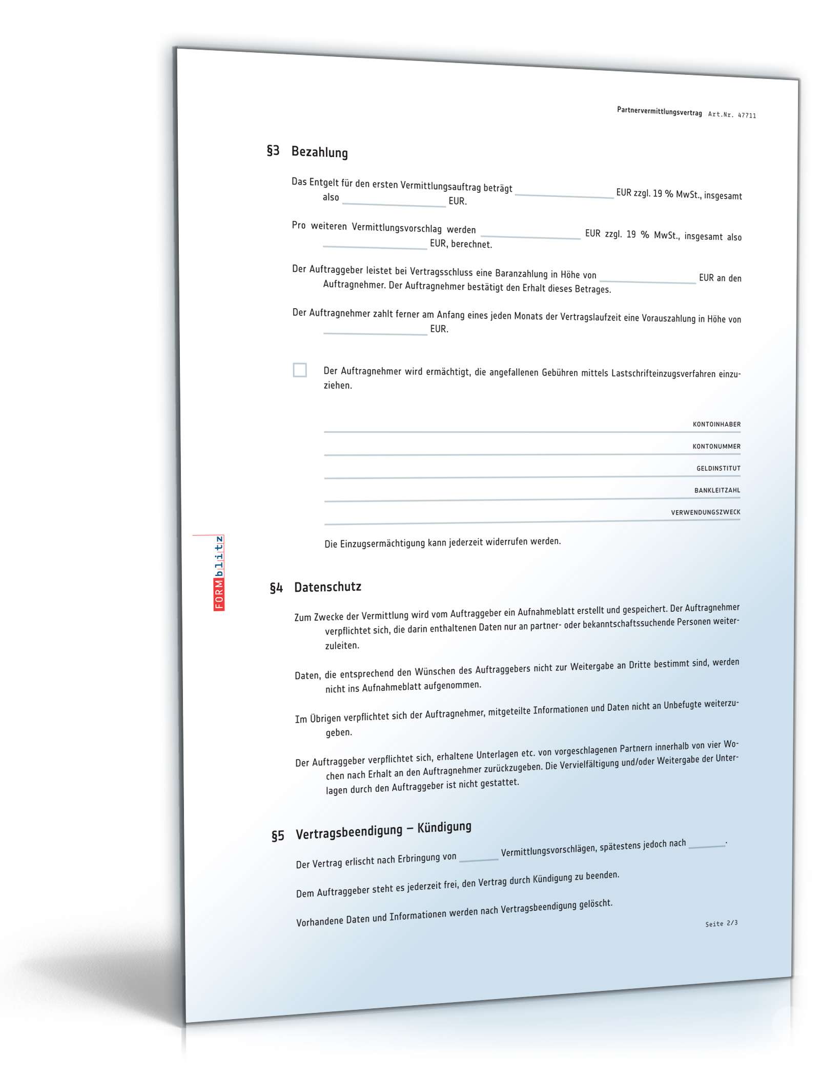 Partnerschaftsvermittlungsvertrag PDF. Seite: 2
