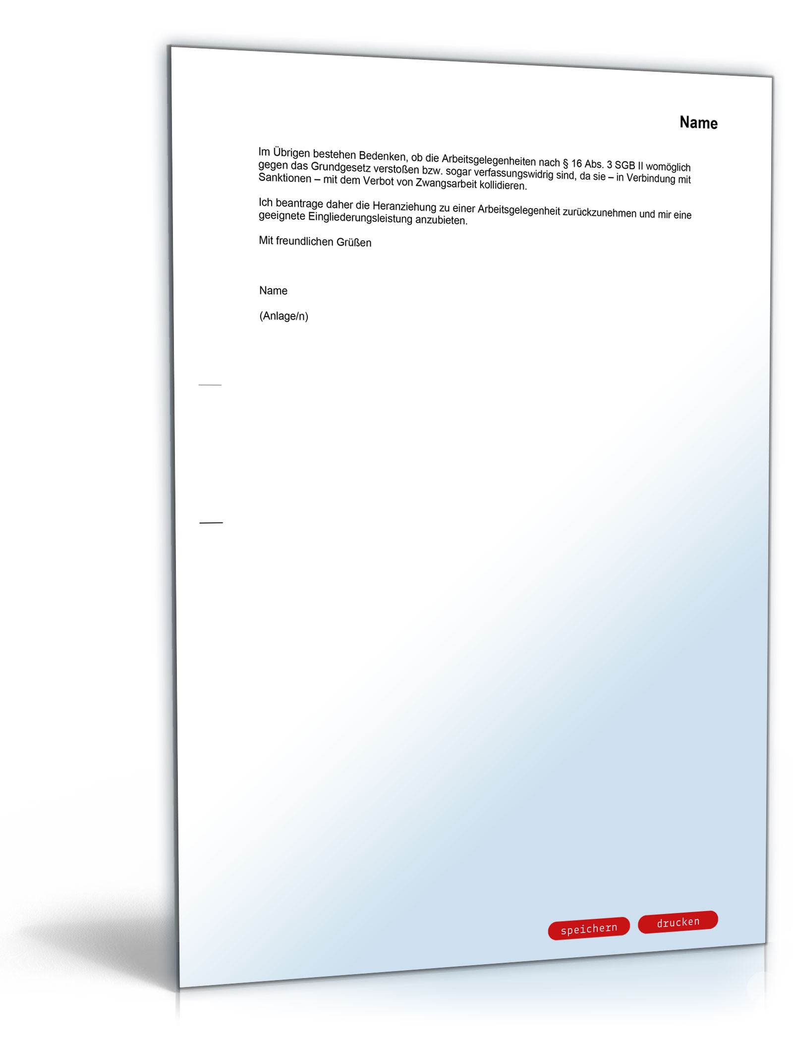 Widerspruch Verpflichtung 1-Euro-Job PDF. Seite: 2