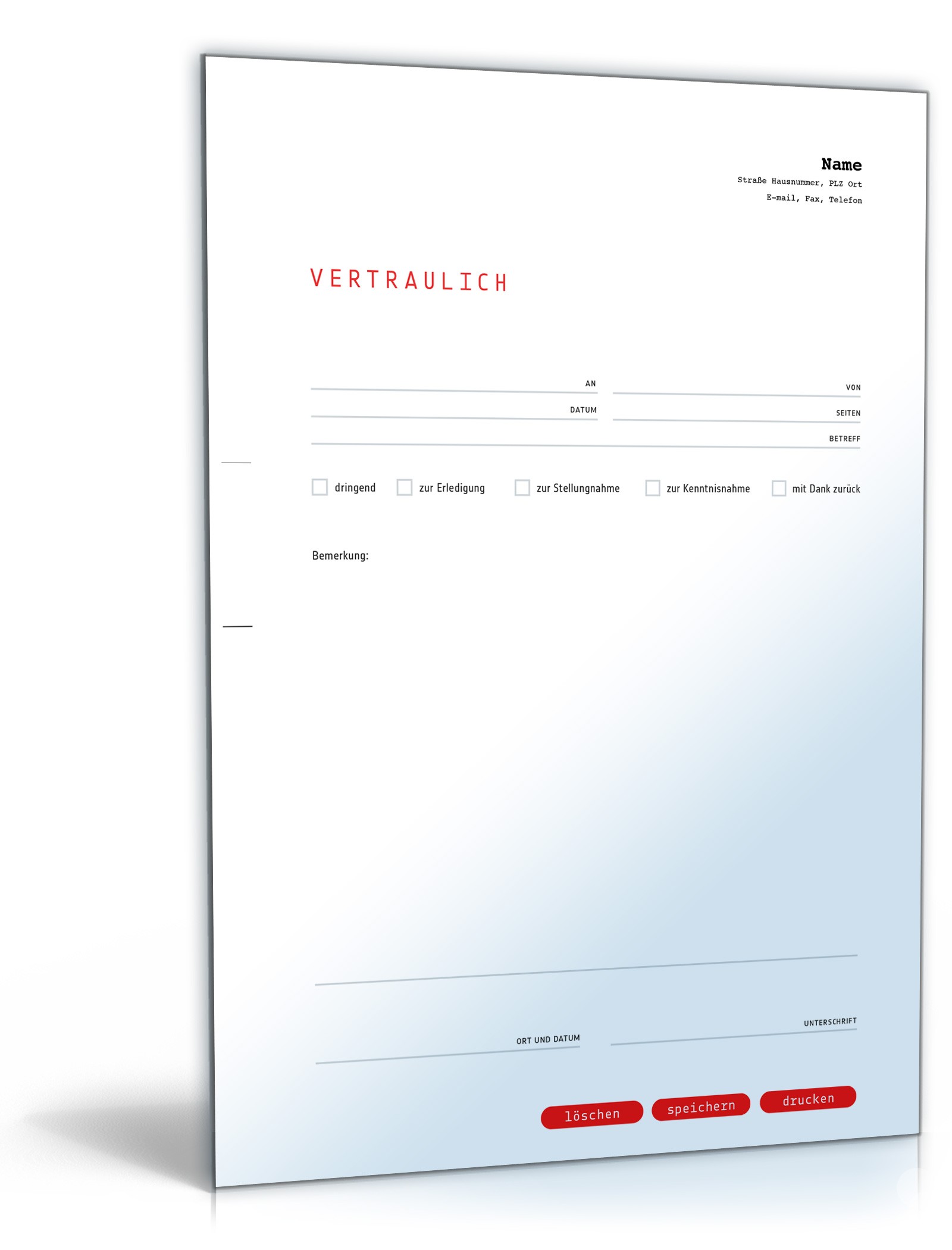 Faxvorlage vertraulich PDF