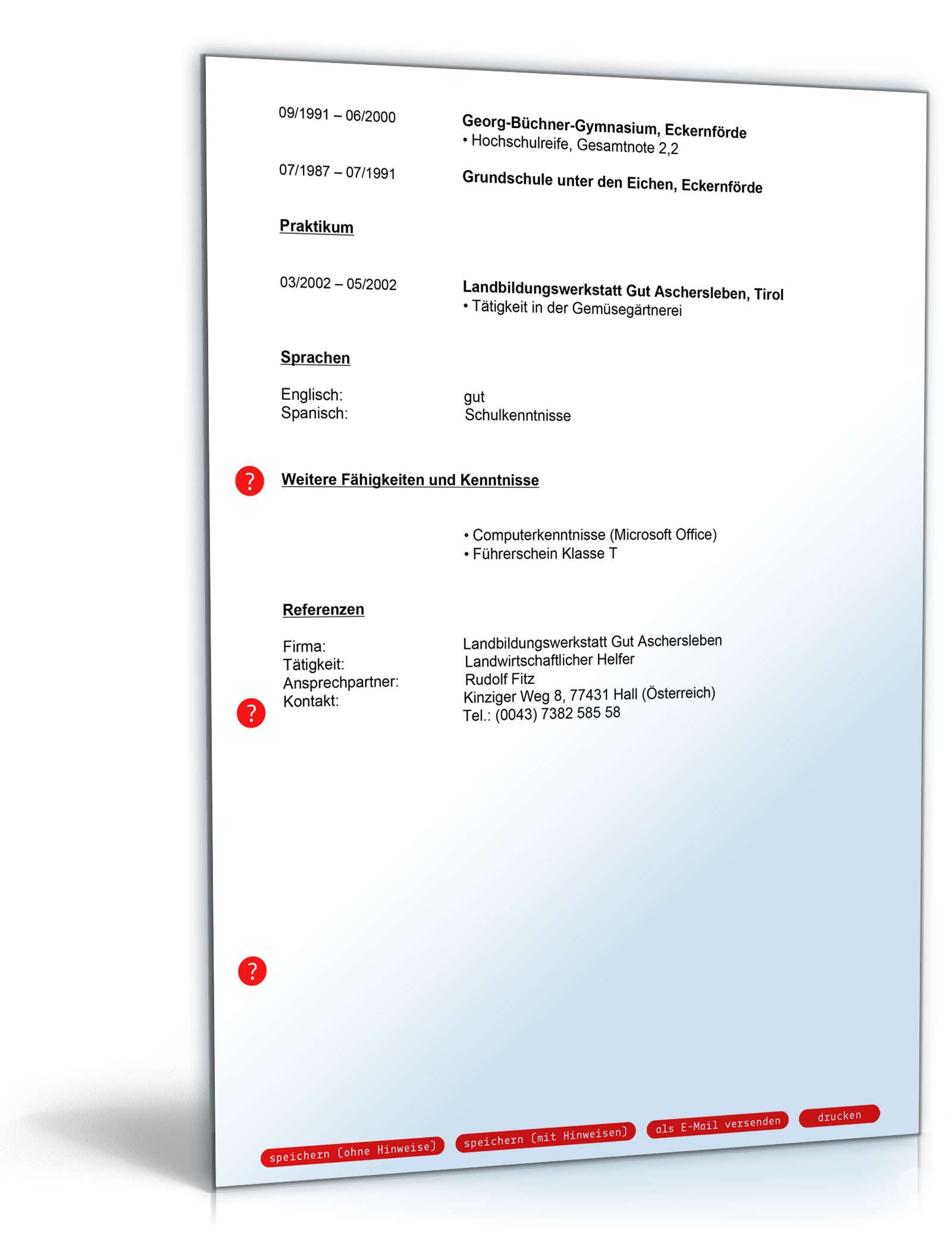 Lebenslauf Landwirt PDF. Seite: 3