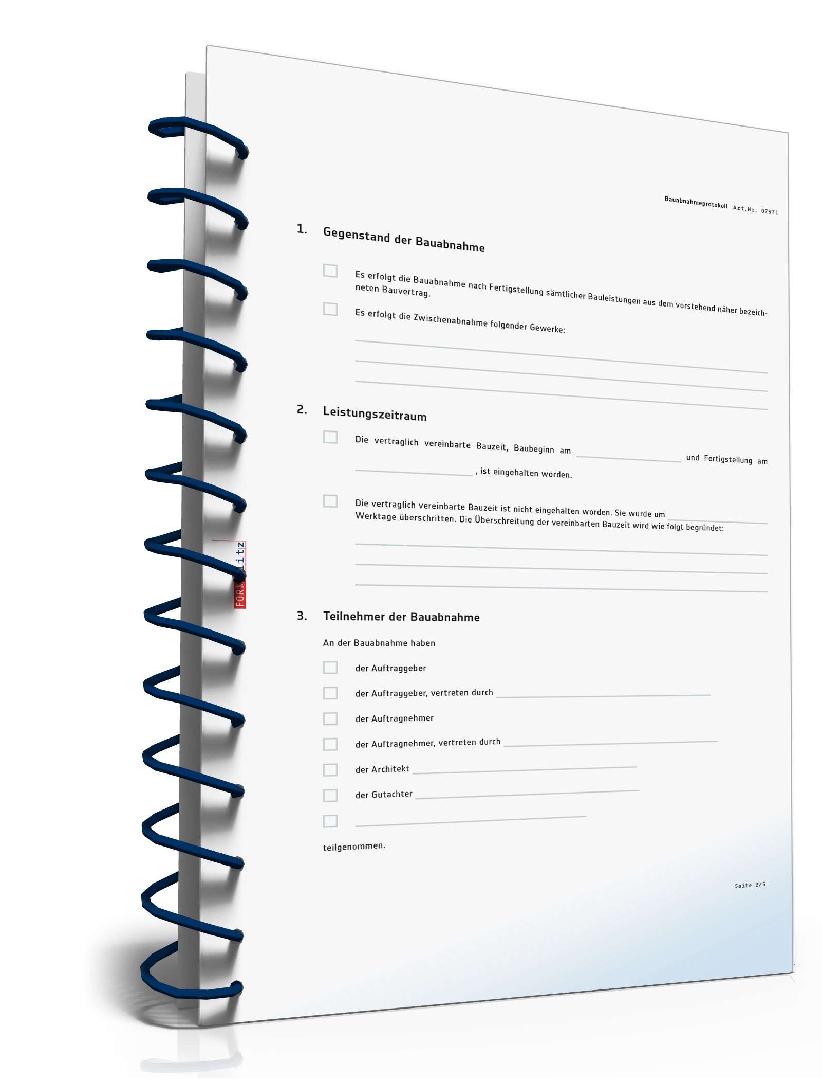 Bauabnahmeprotokoll PDF. Seite: 2