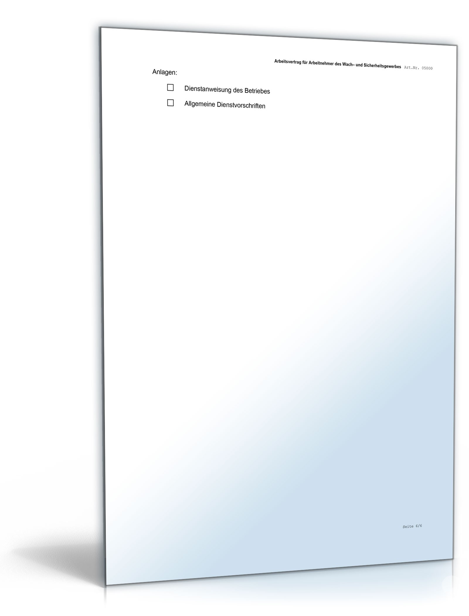 Arbeitsvertrag Sicherheitsdienst Word. Seite: 6