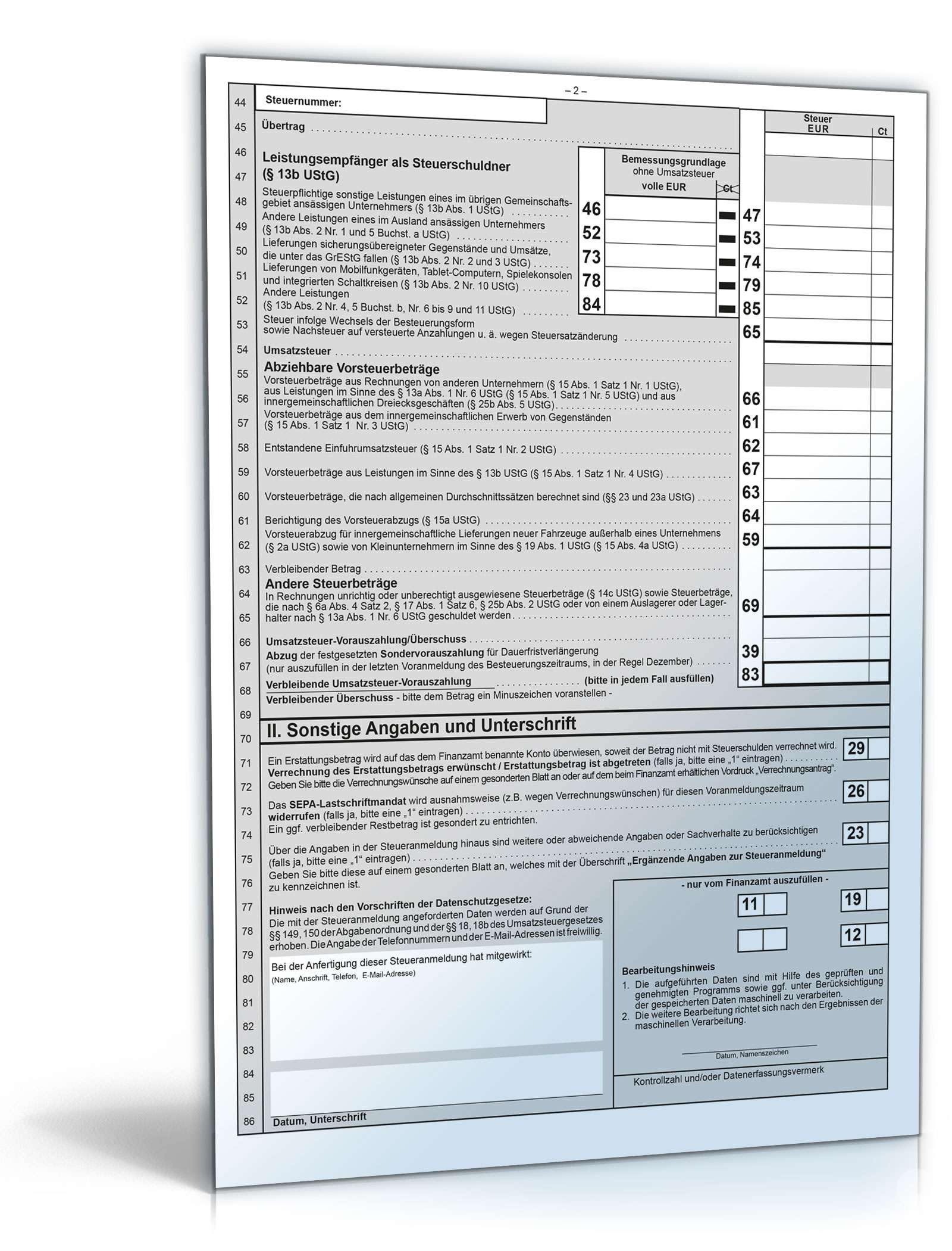 Umsatzsteuer-Voranmeldung 2017 PDF. Seite: 2