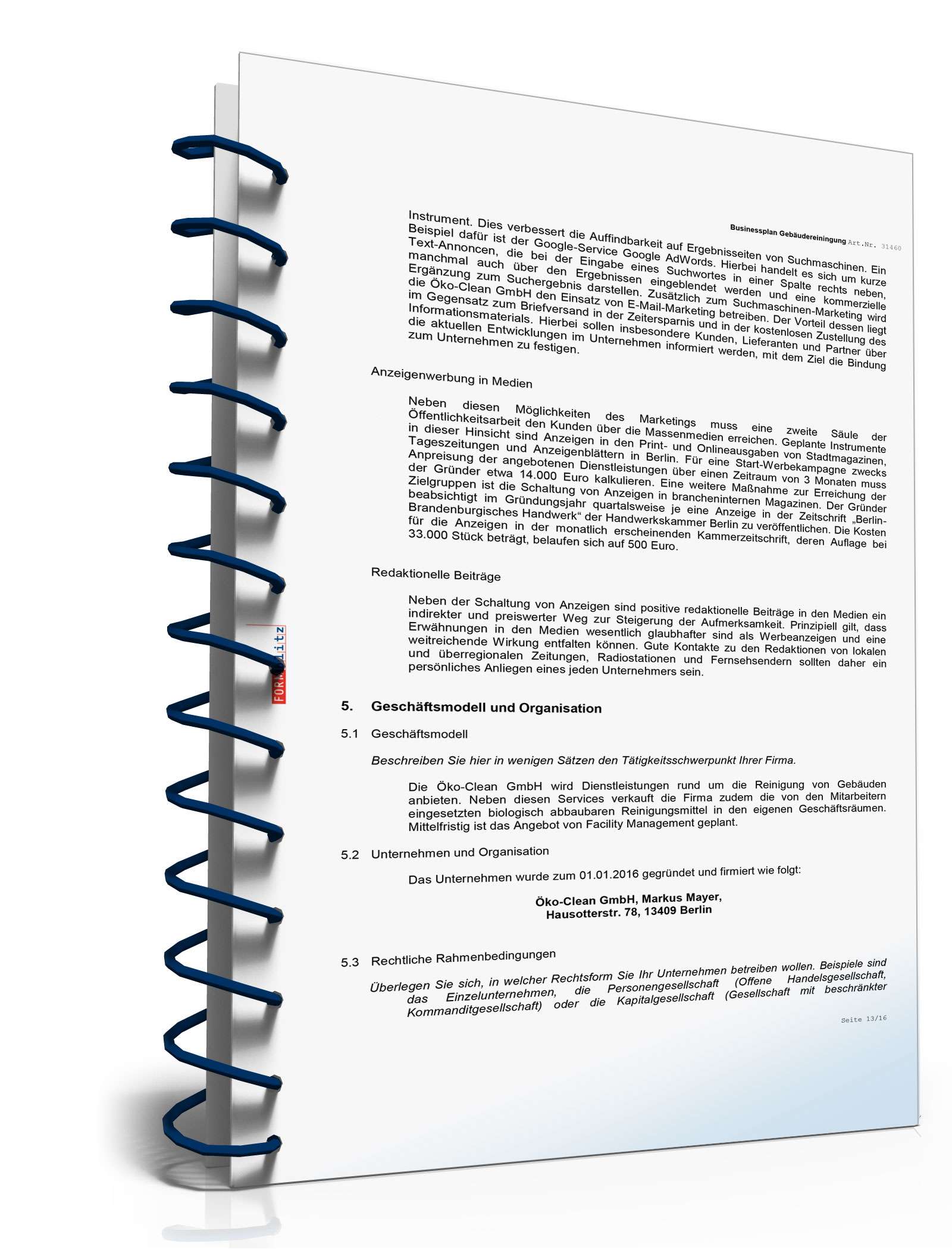 Businessplan Gebäudereinigung Excel. Seite: 12