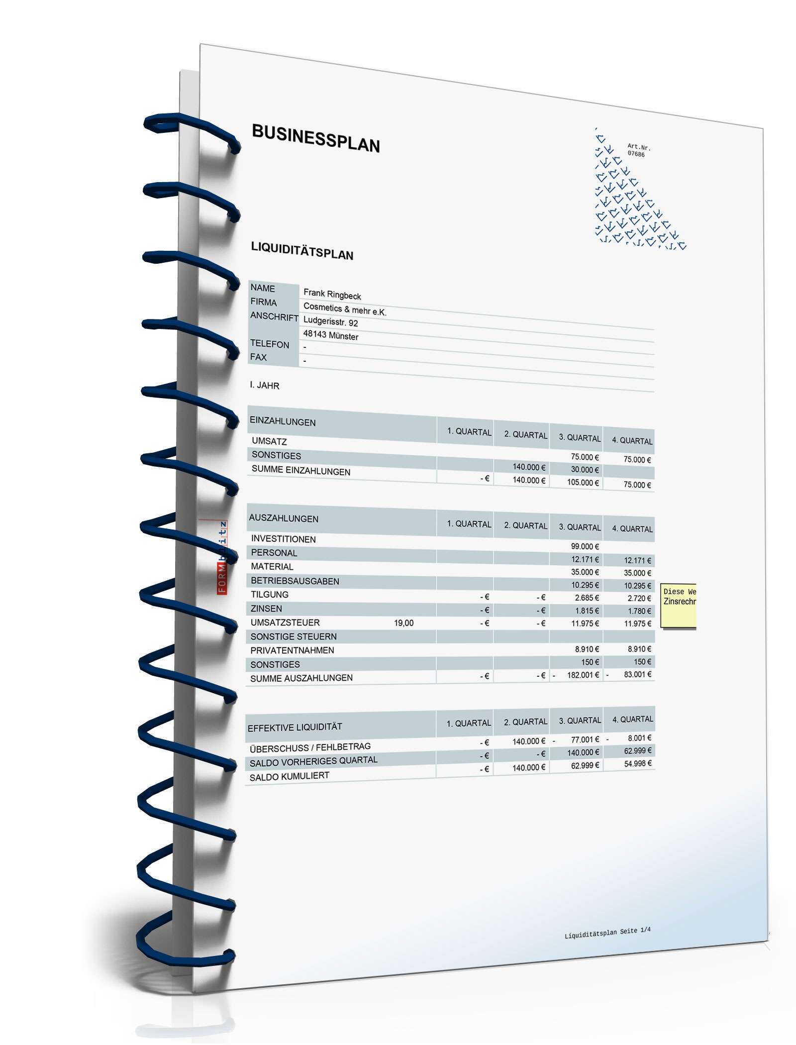 Businessplan Drogerie / Parfümerie Excel. Seite: 17