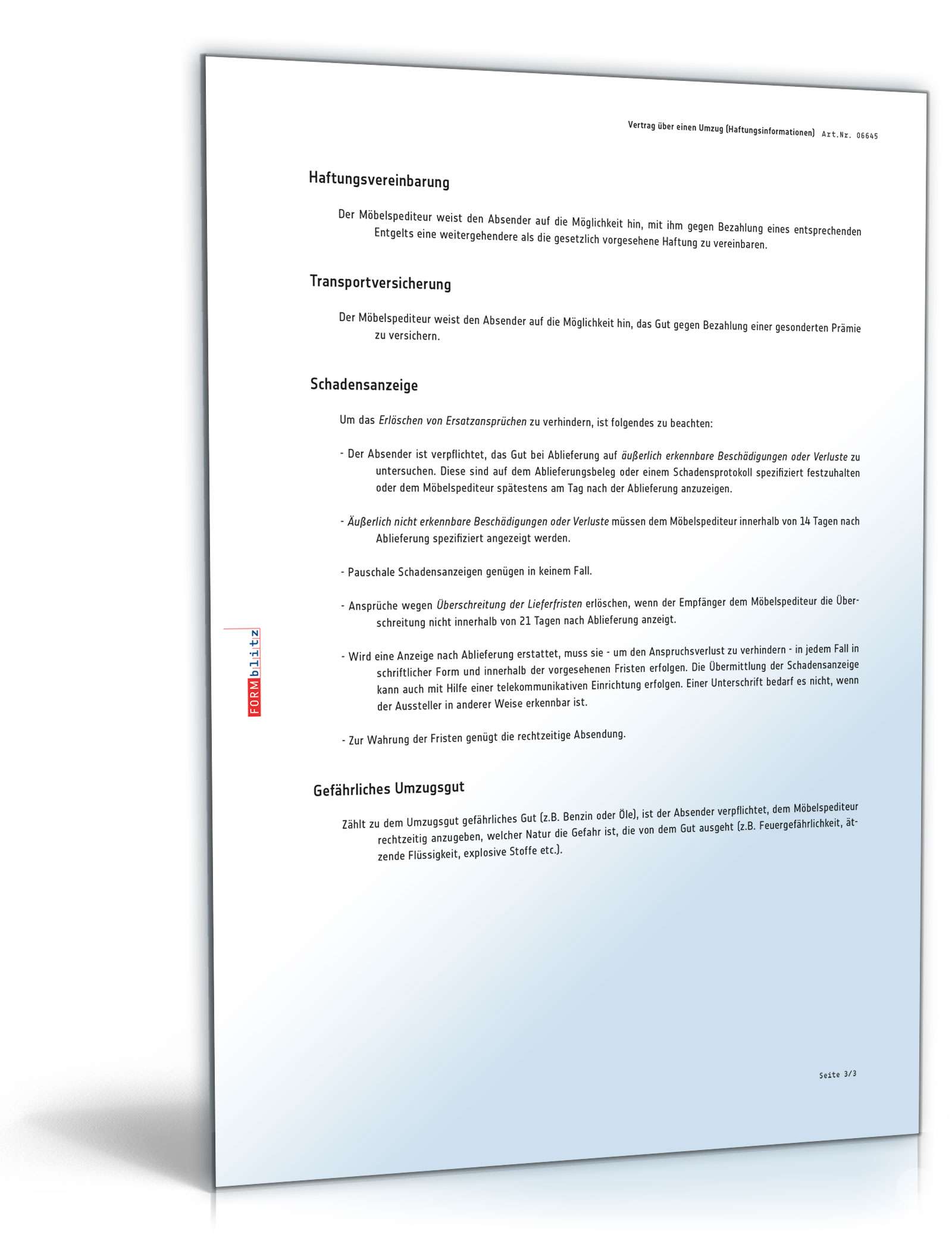 Umzugsvertrag PDF. Seite: 15