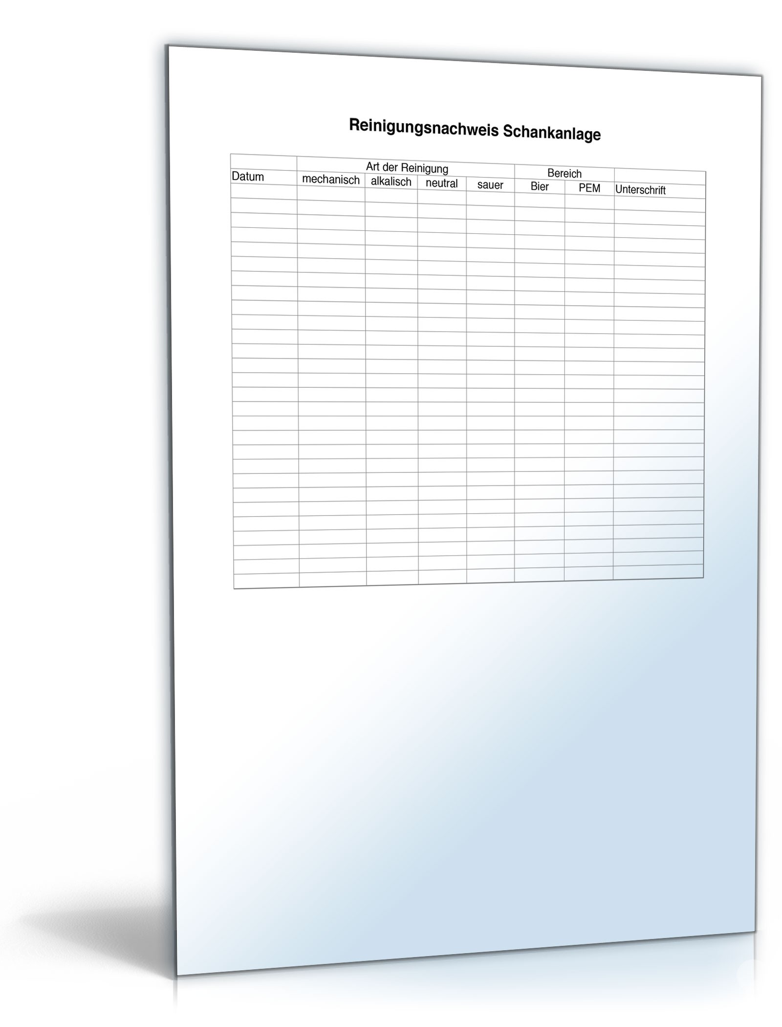 Reinigungsnachweis Schankanlage PDF
