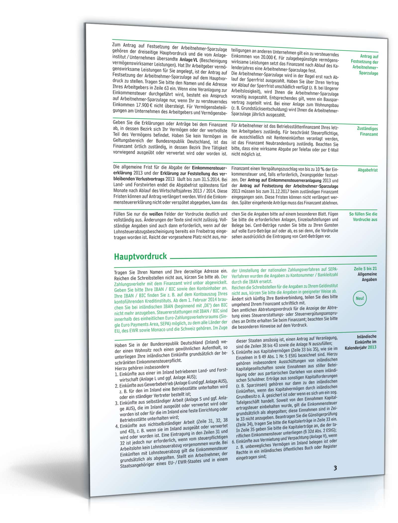 Anleitung zur Einkommensteuererklärung 2013 für beschränkt Steuerpflichtige PDF. Seite: 3