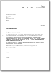 Beschwerde über unerwünschte Werbung Word