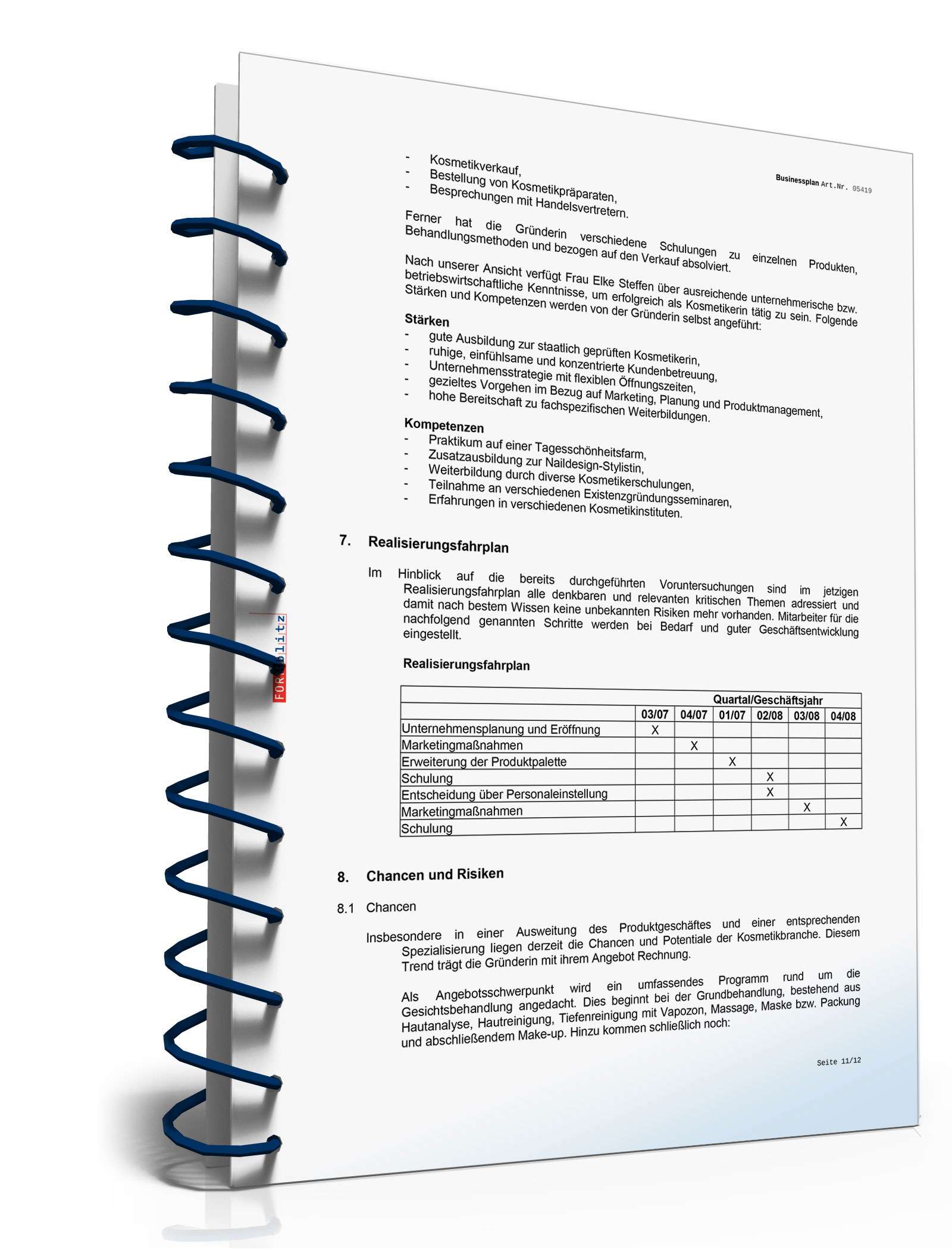 Businessplan Kosmetikstudio Excel. Seite: 15