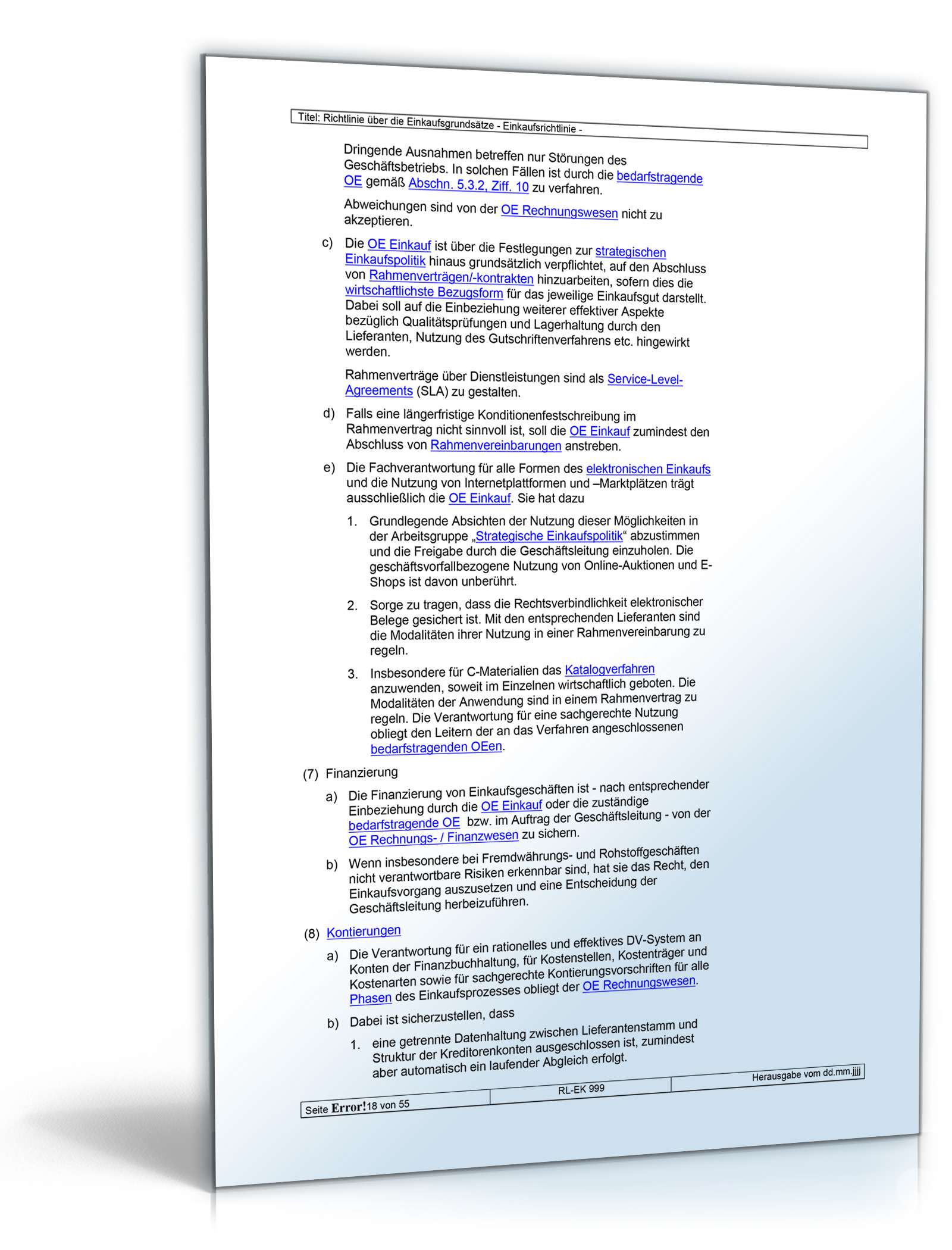 Richtlinien über die Einkaufsgrundsätze Word. Seite: 18