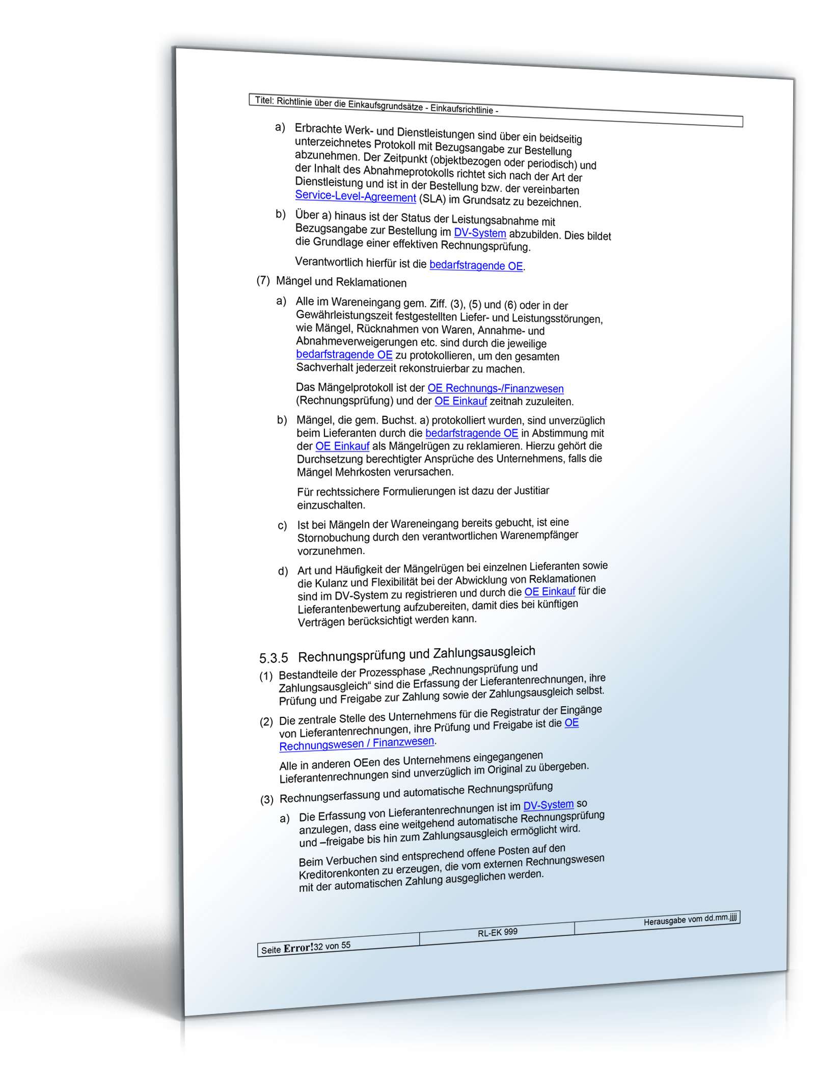 Richtlinien über die Einkaufsgrundsätze Word. Seite: 32