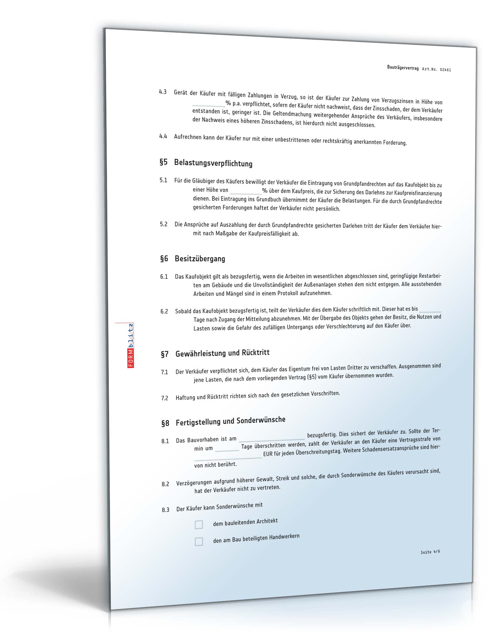 Bauträgervertrag PDF. Seite: 4