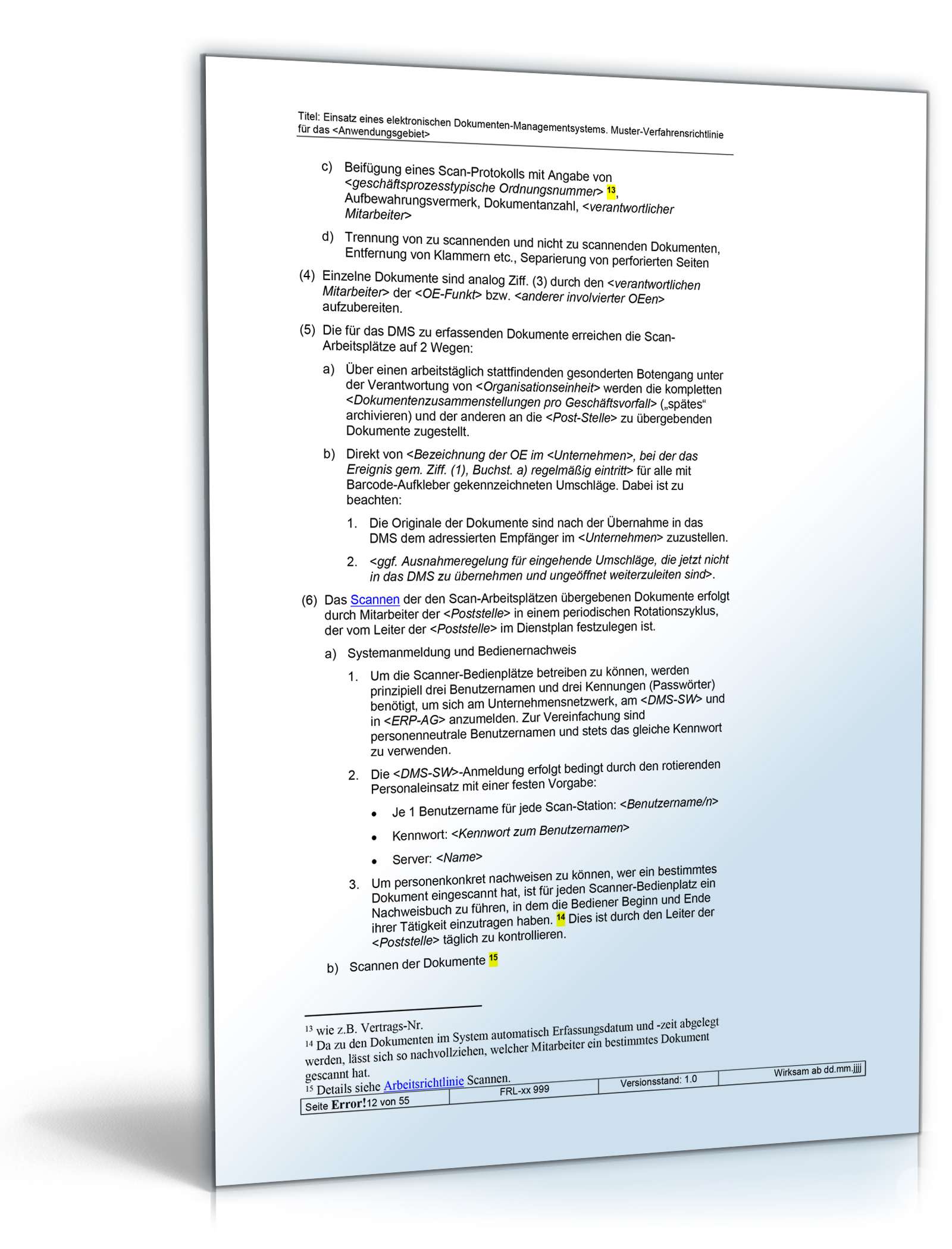 Verfahrensrichtlinie zum Einsatz eines elektronischen Dokumenten-Management-Systems
 Word. Seite: 11