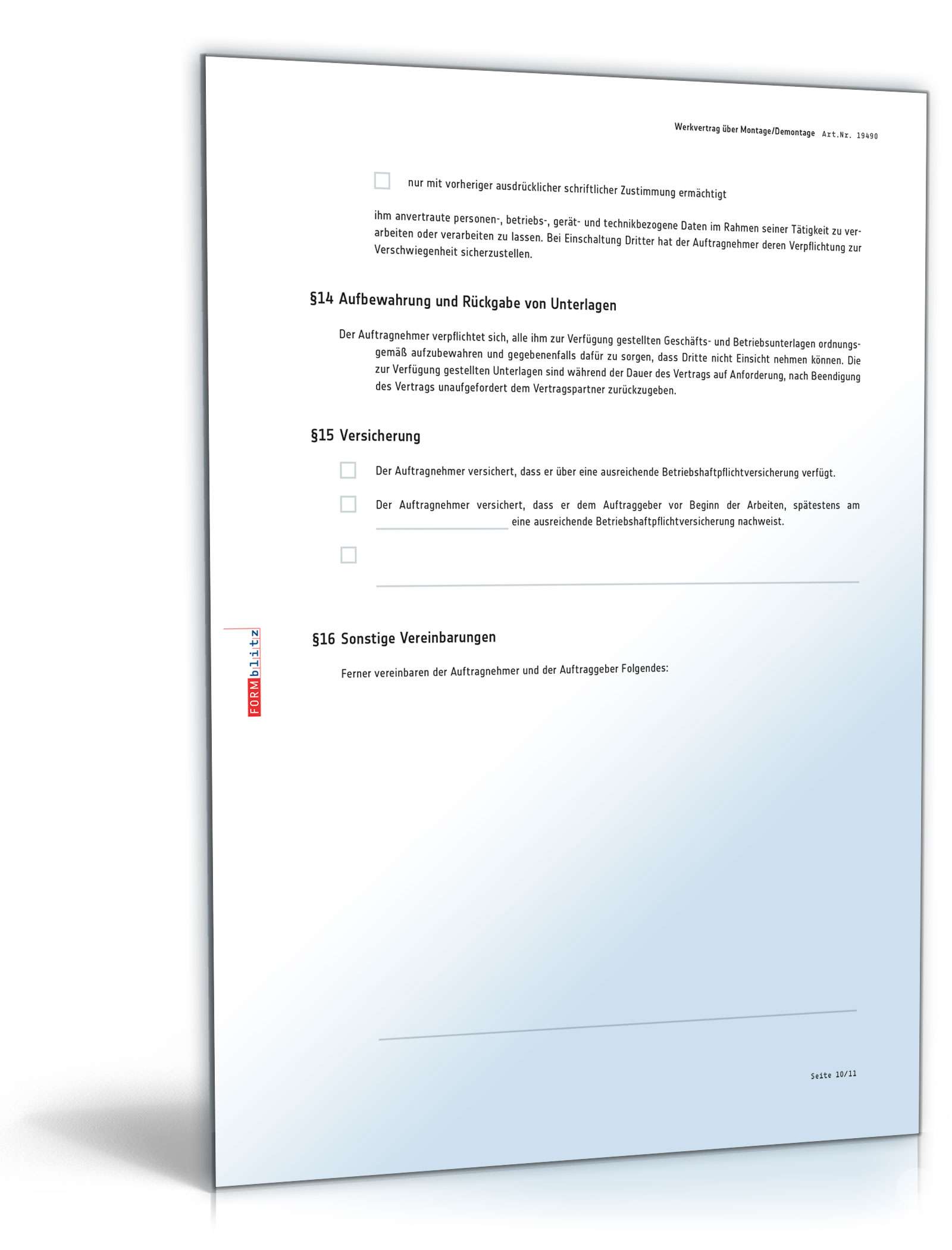 Werkvertrag Montage oder Demontage PDF. Seite: 10