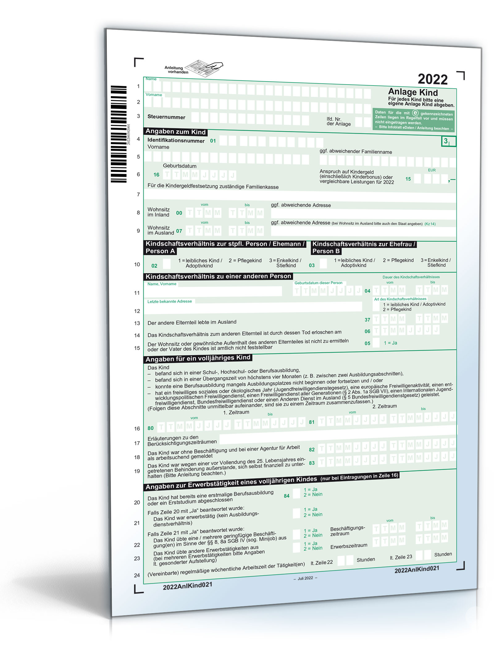 Anlage Kind 2023 PDF