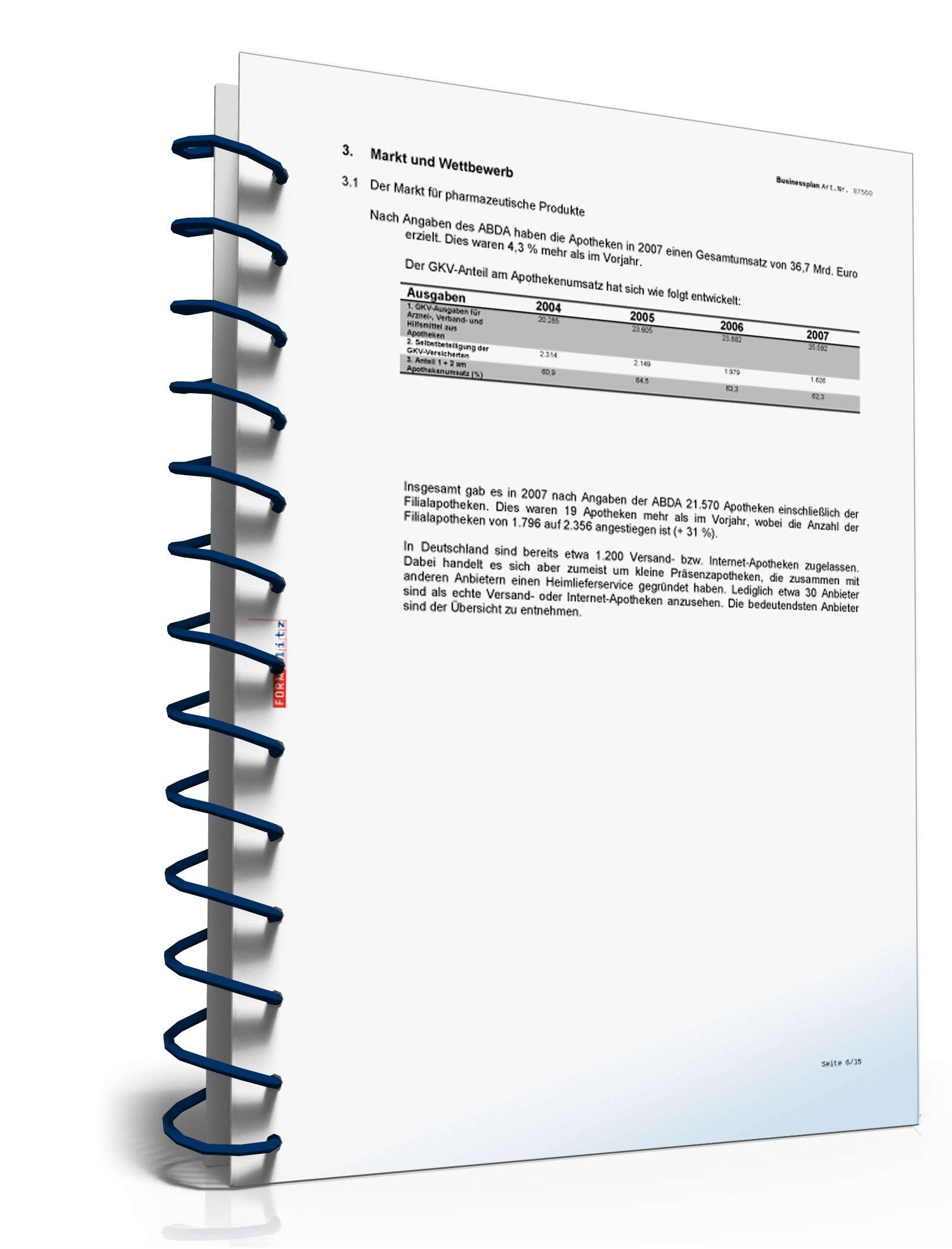 Businessplan Internet-Apotheke Excel. Seite: 9
