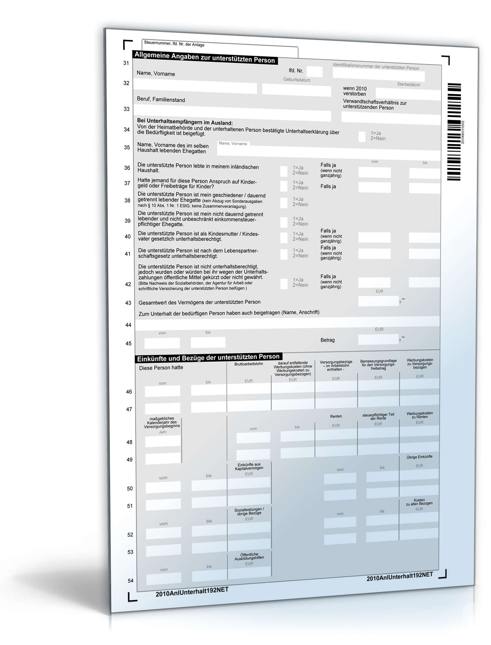 Anlage Unterhalt 2010 PDF. Seite: 2