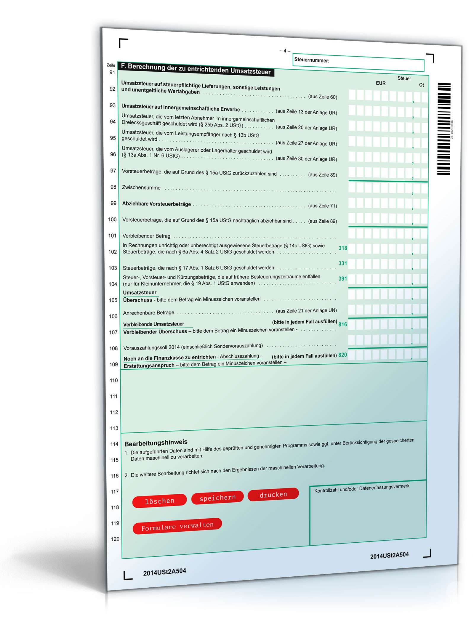 Umsatzsteuererklärung 2014 PDF. Seite: 4