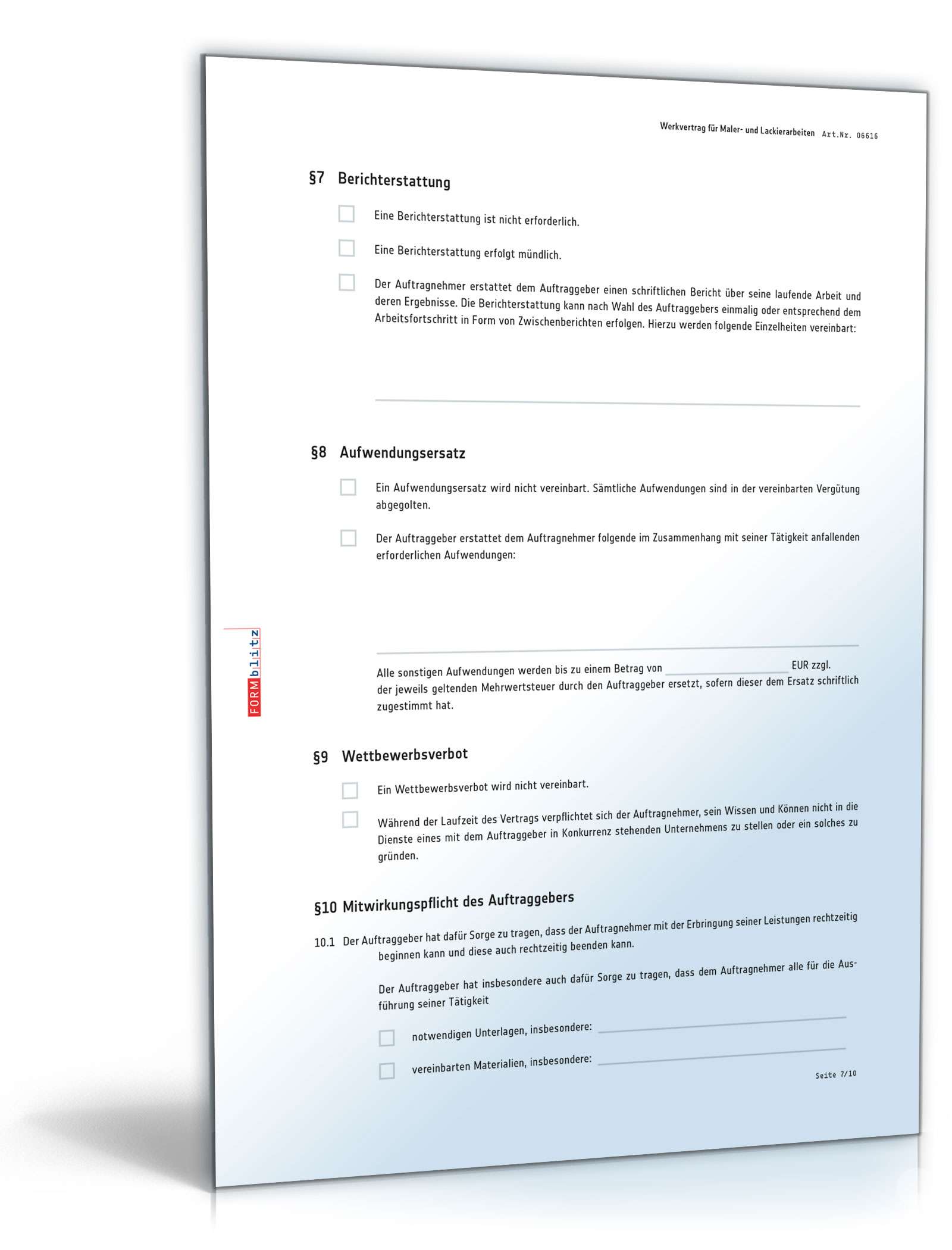 Werkvertrag Maler- und Lackierarbeiten PDF. Seite: 7