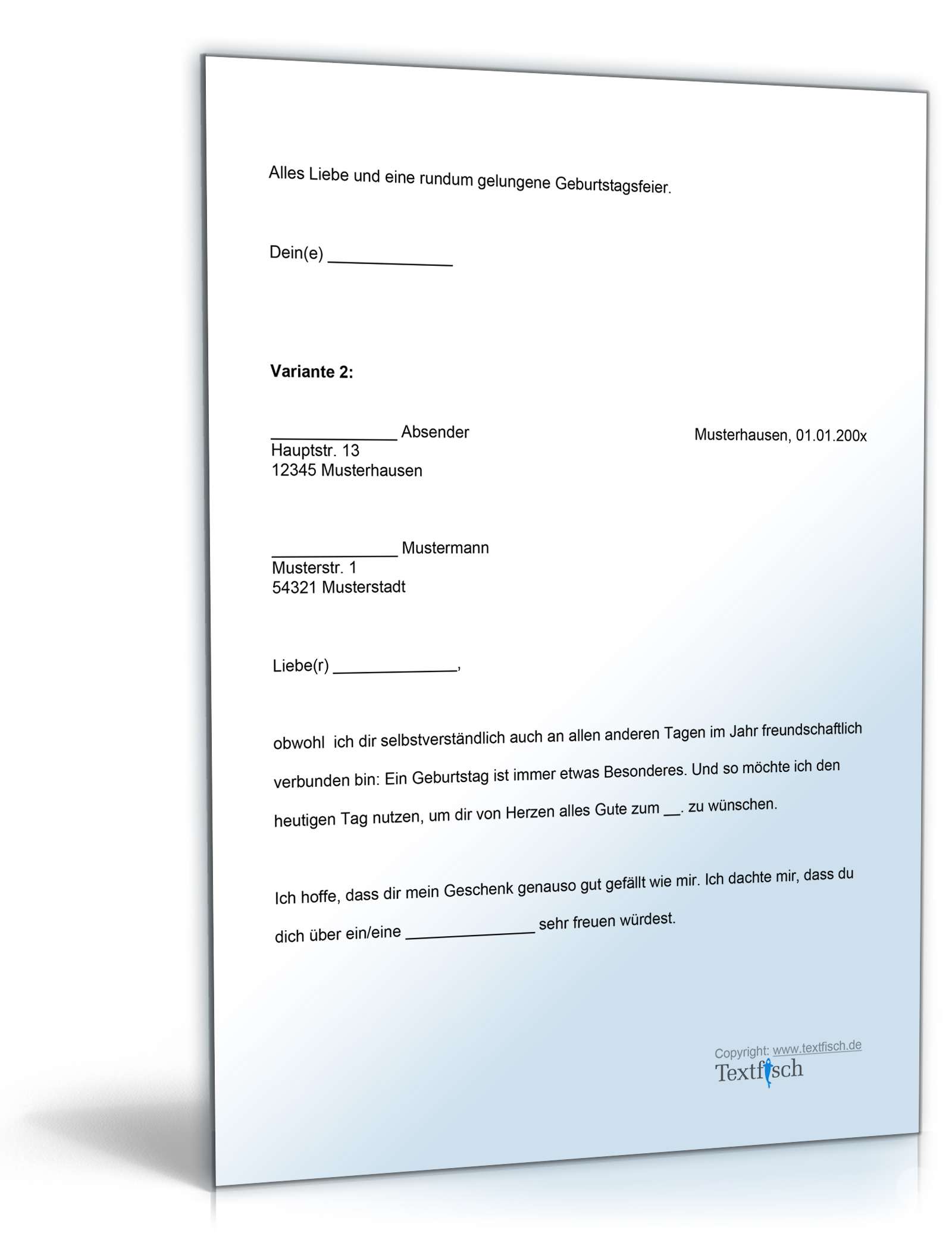 Gratulation Geburtstag Familie/Freunde Word. Seite: 2