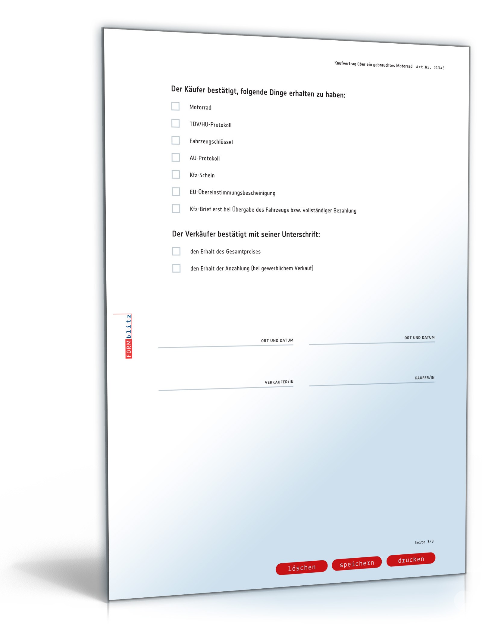 Kaufvertrag Motorrad PDF. Seite: 3