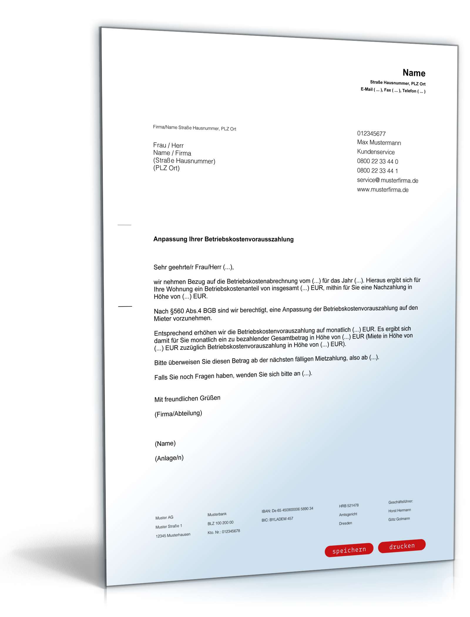 Anpassung Betriebskostenvorauszahlung PDF