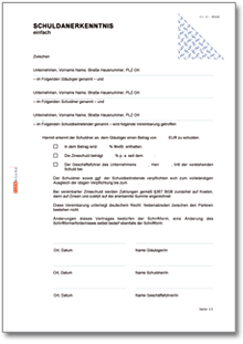 Schuldanerkenntnis mit Ausgleichsverpflichtung Word