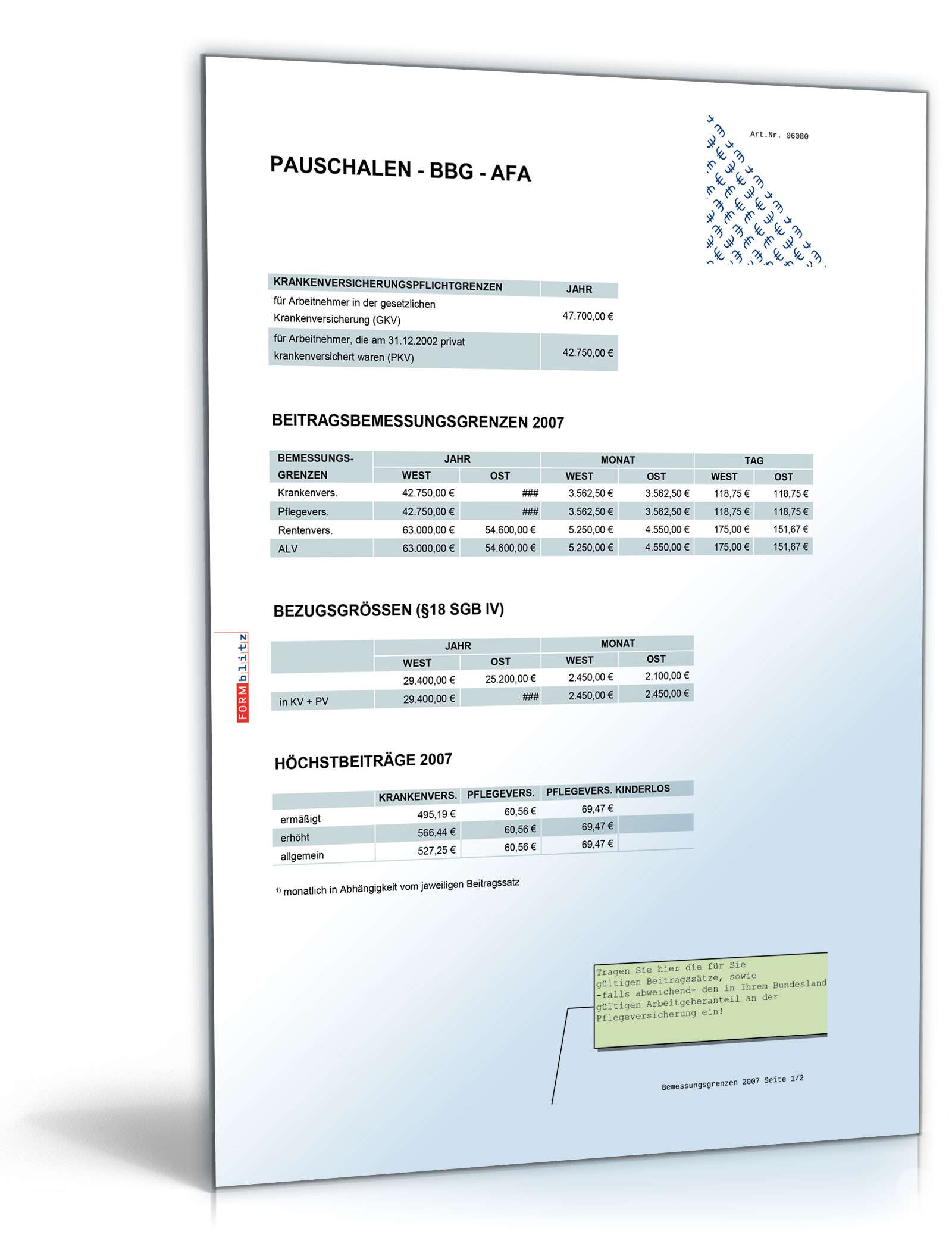 Diverse Pauschalsätze 2007/2008 Excel. Seite: 3