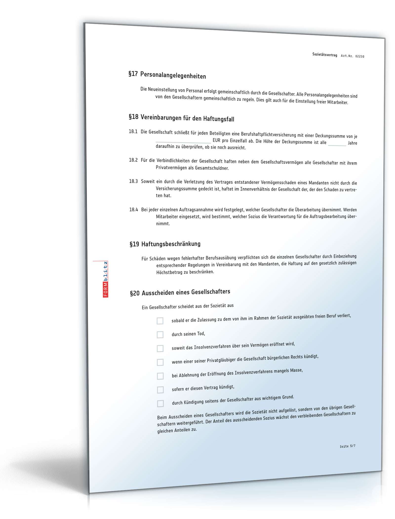 Sozietätsvertrag PDF. Seite: 5